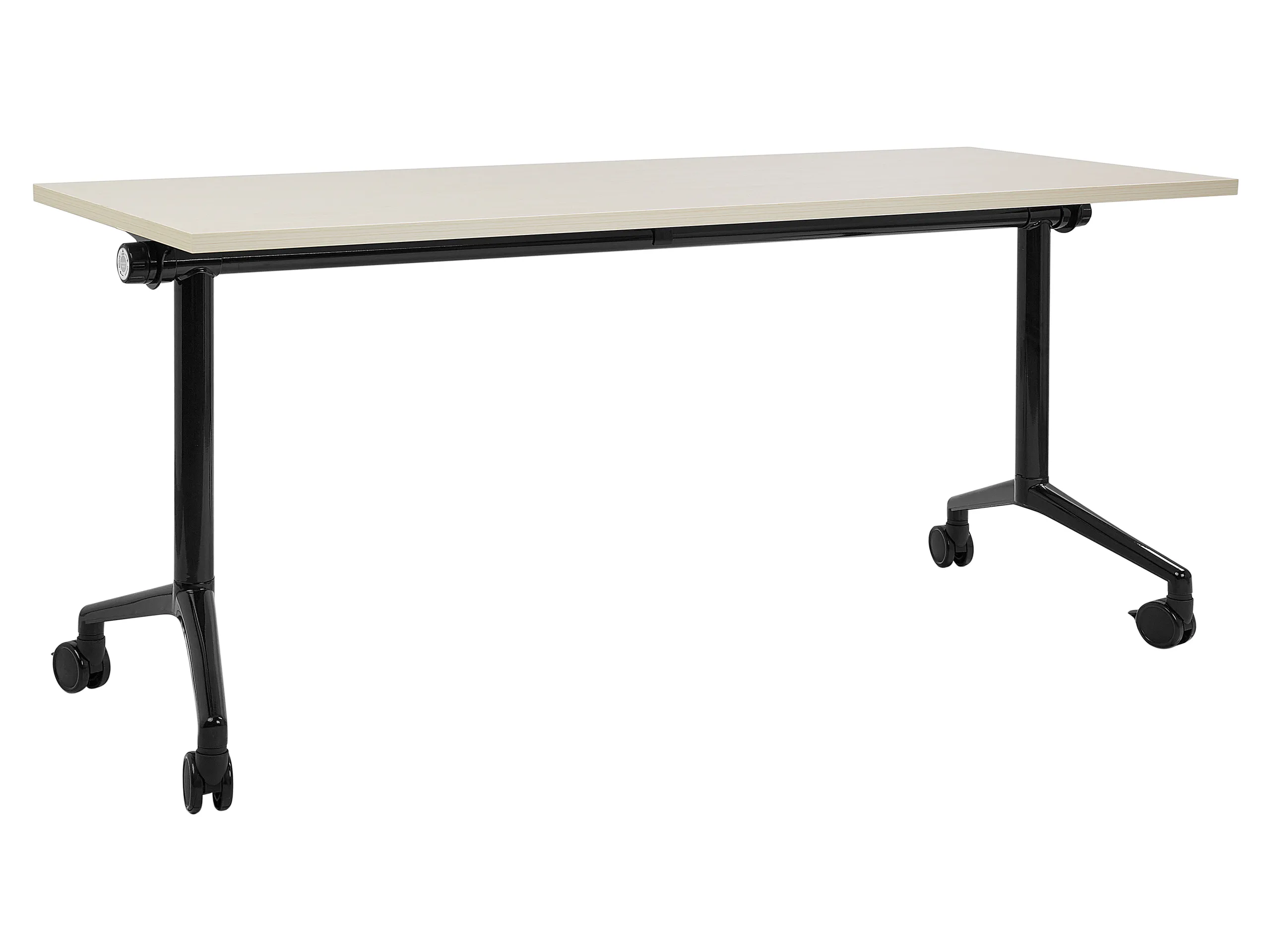 Foldable Office Desk CAVI Light Brown 160 cm 60 cm with Wheels