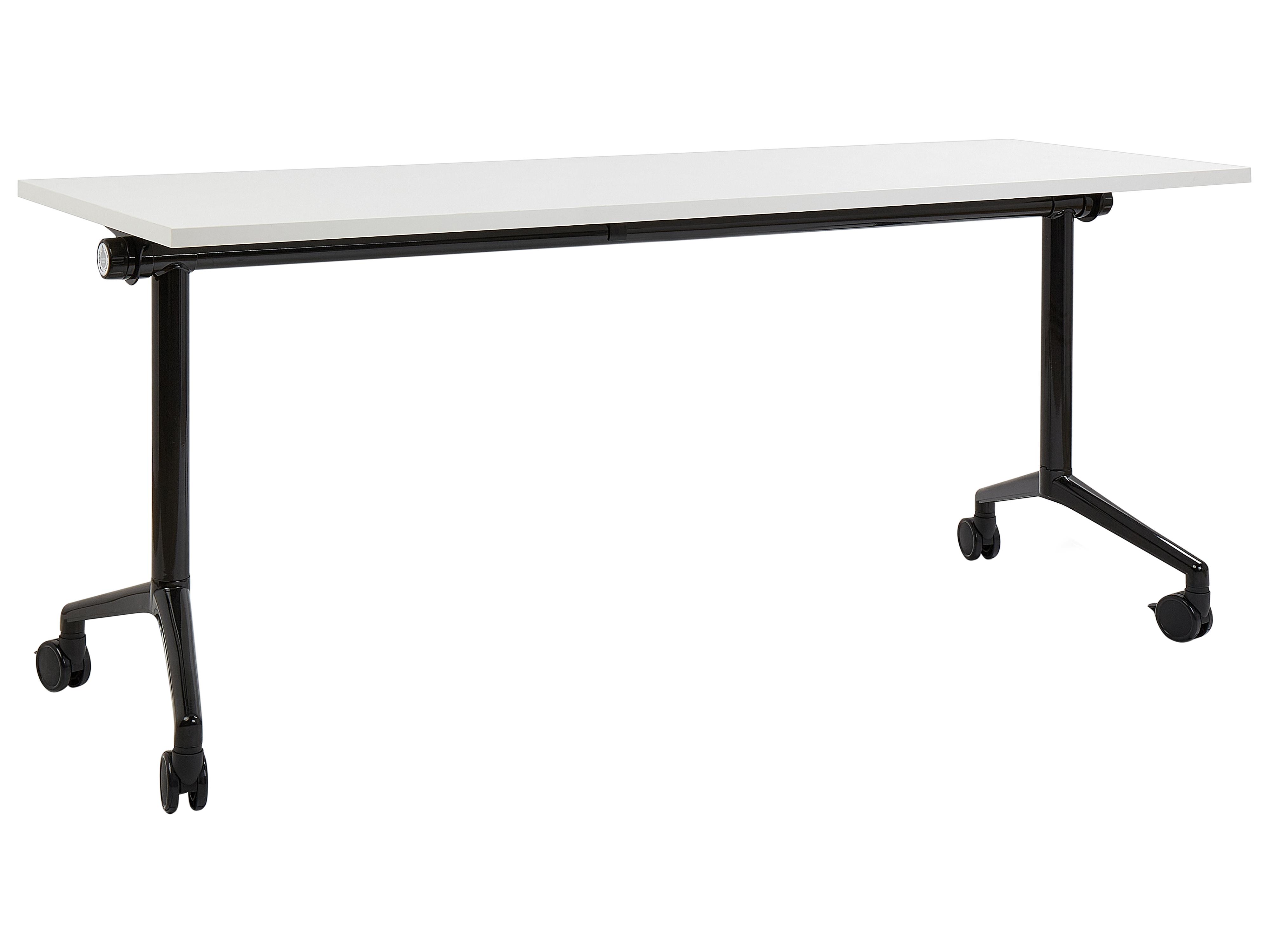 Foldable Office Desk CAVI White 180 cm 60 cm with Wheels