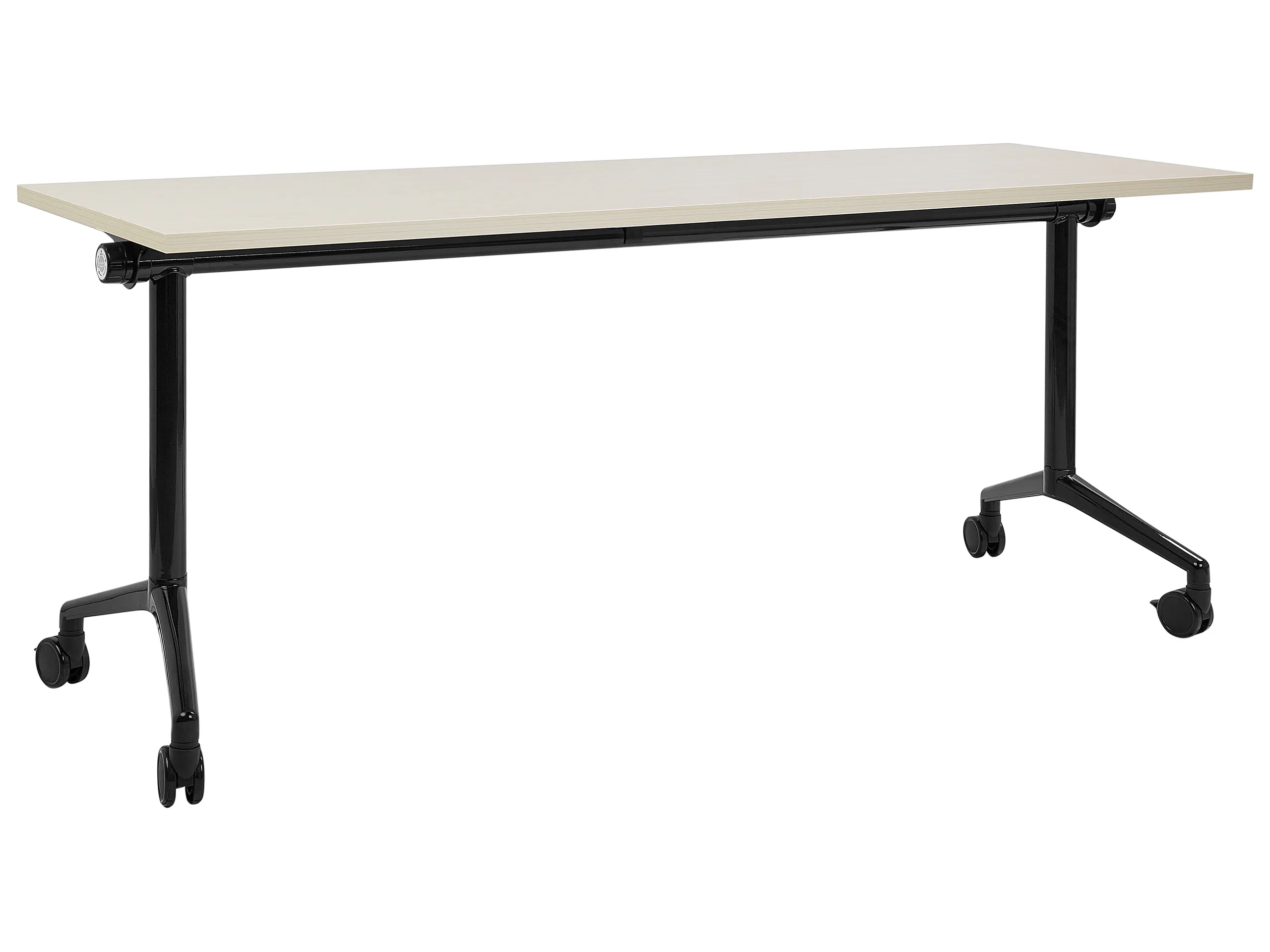 Foldable Office Desk CAVI Light Brown 180 cm 60 cm with Wheels
