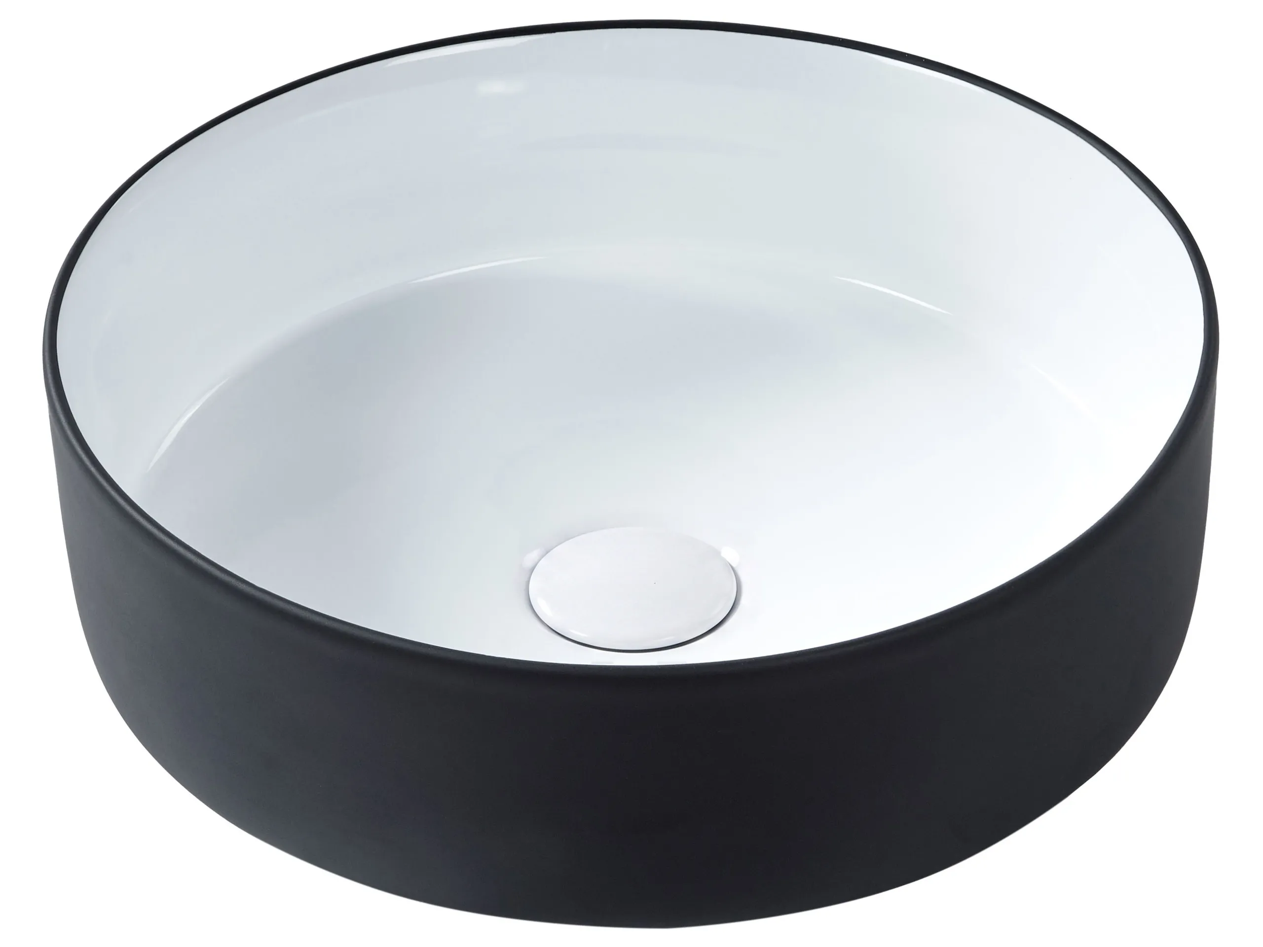 Lavabo sobre encimera CALIG ⌀ 36 cm Cerámica Negro/Blanco