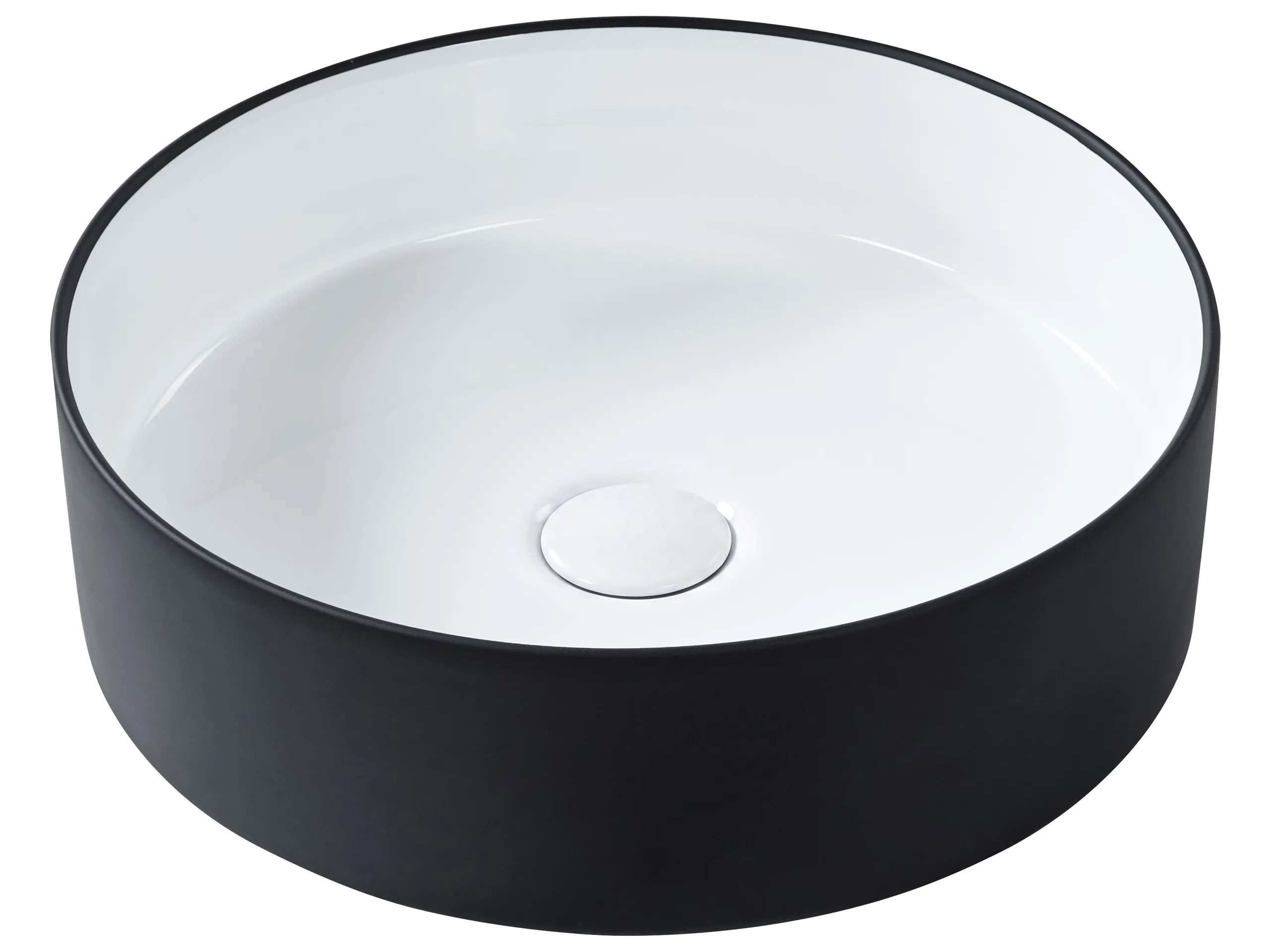 Lavabo sobre encimera TEBAR ⌀ 40 cm Cerámica Negro/Blanco