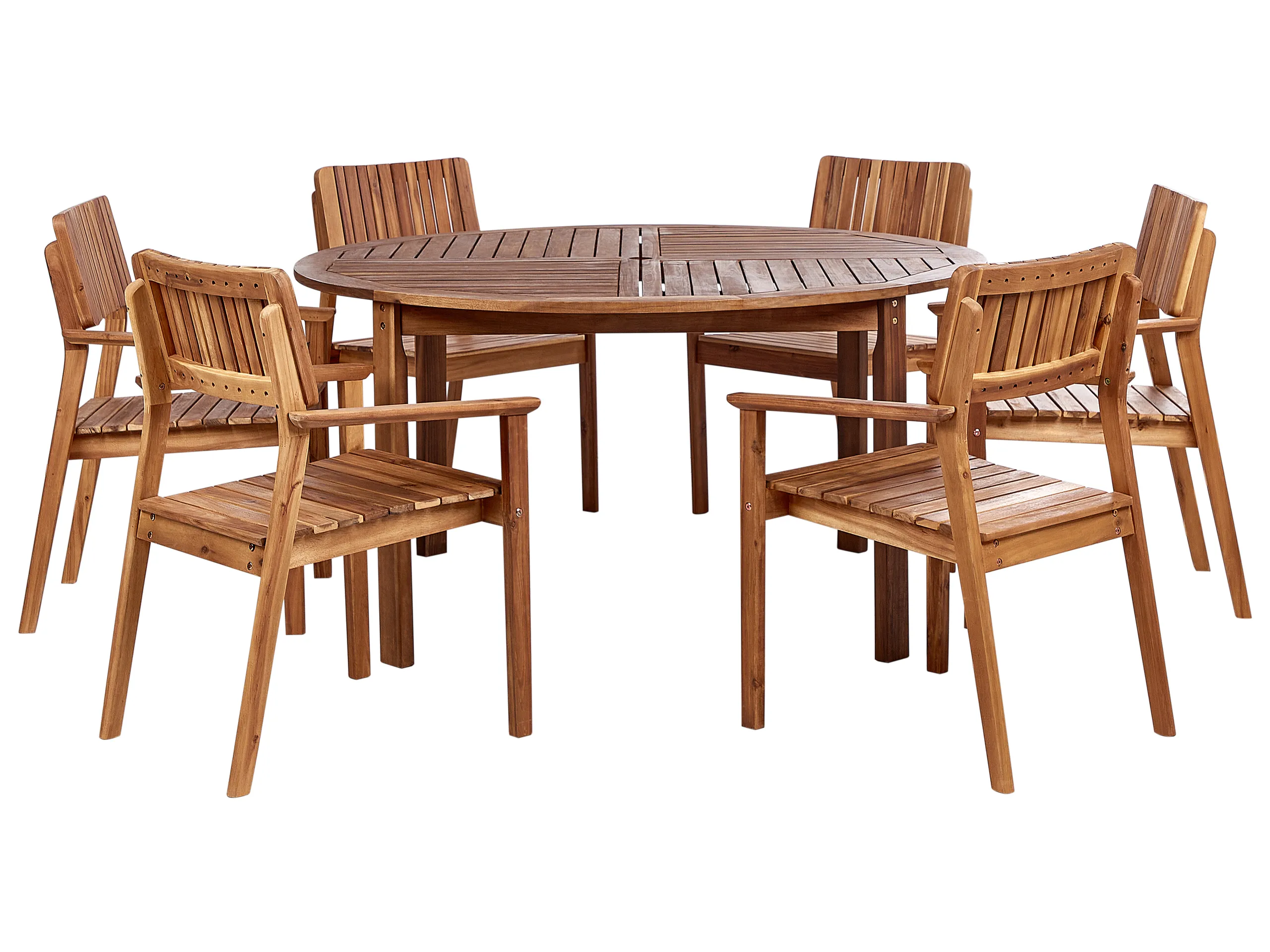 Conjunto de comedor exterior 6 plazas AGELLO Madera de acacia Marrón