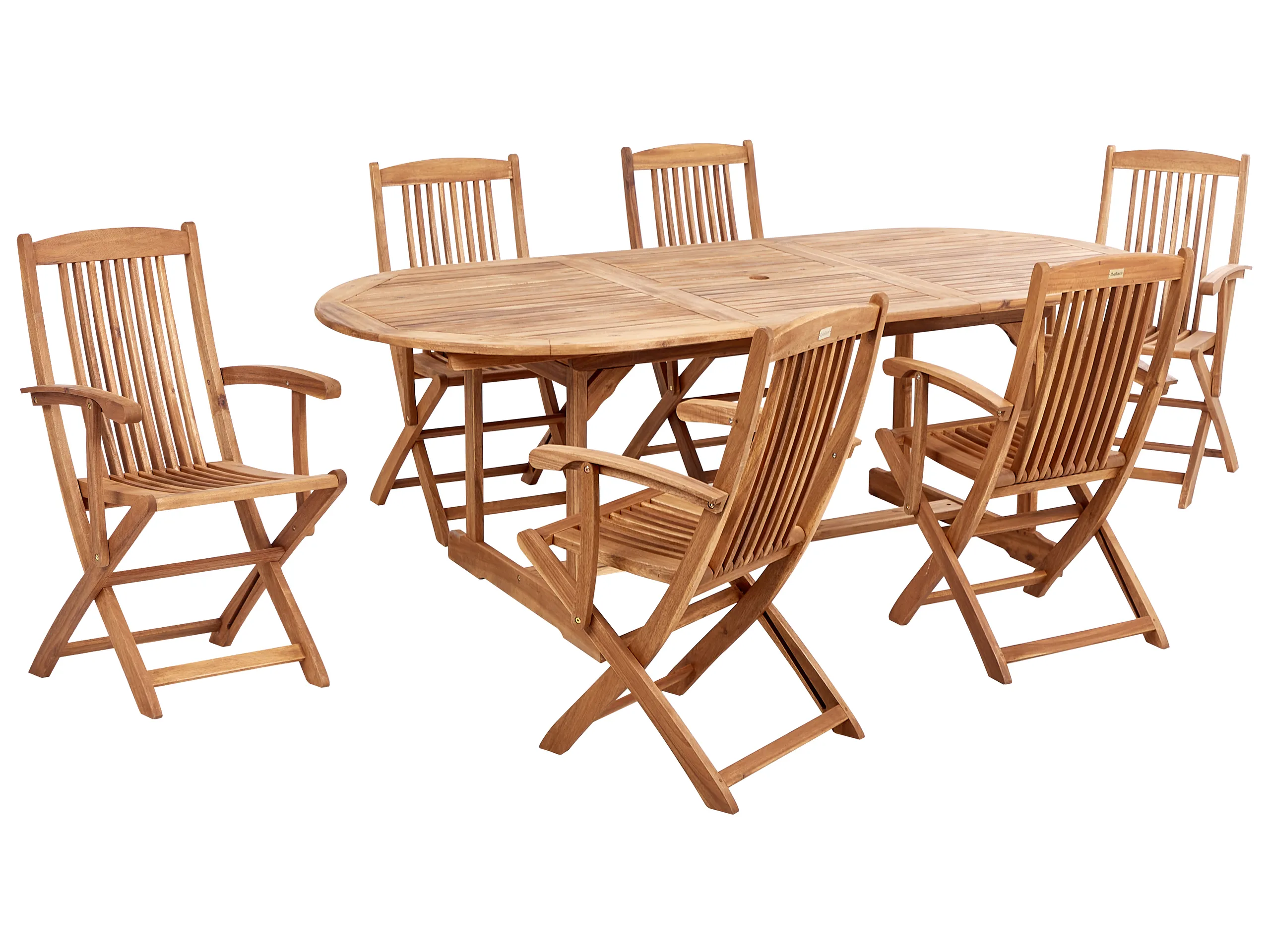 Conjunto de comedor exterior 6 plazas MAUI II Madera de acacia Marrón claro
