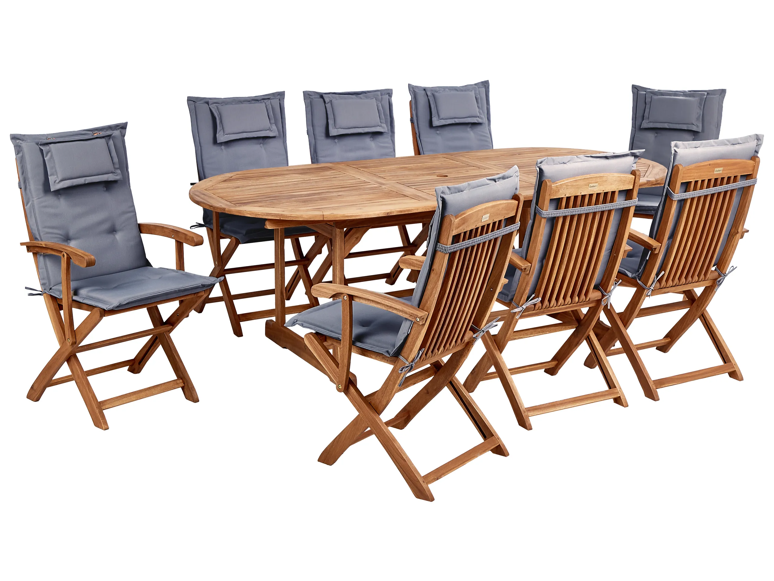 Conjunto de comedor exterior 8 plazas MAUI II con cojines Madera de acacia Grafito