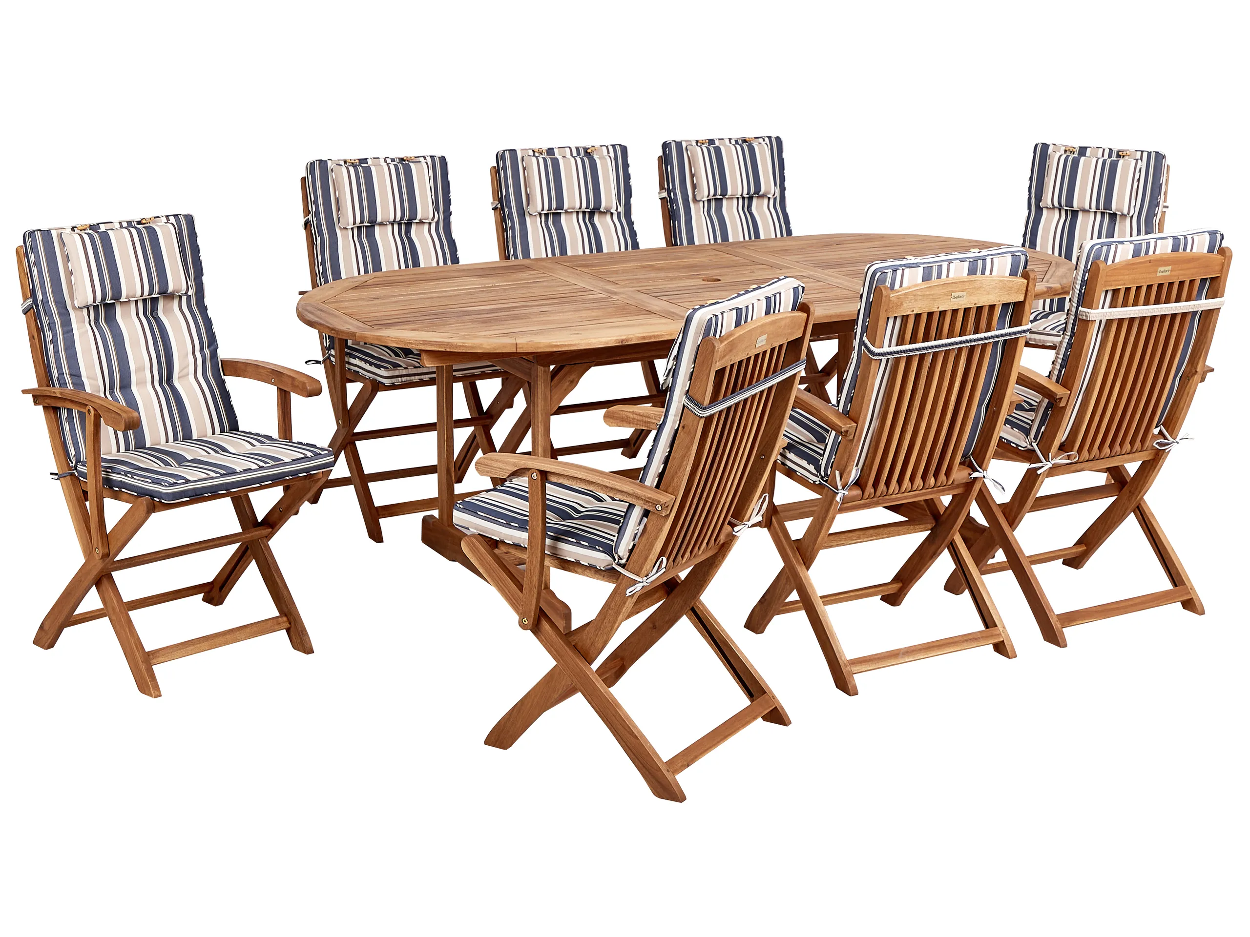 Conjunto de comedor exterior 8 plazas MAUI II con cojines Madera de acacia Multicolor