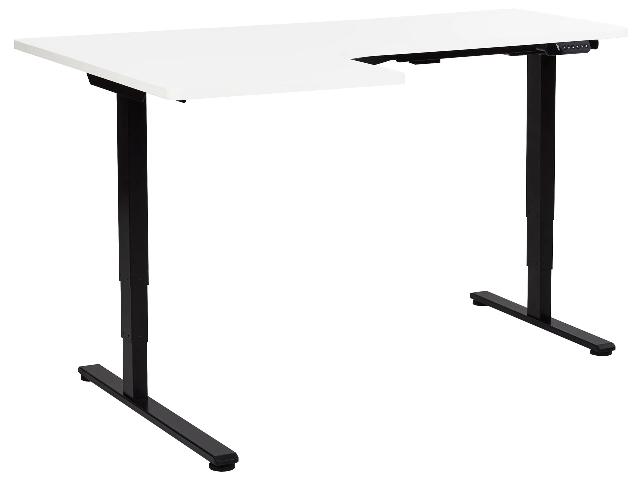 Escritorio esquinero regulable eléctrico DESTINES Blanco/Negro 160 cm 109 cm Izquierda