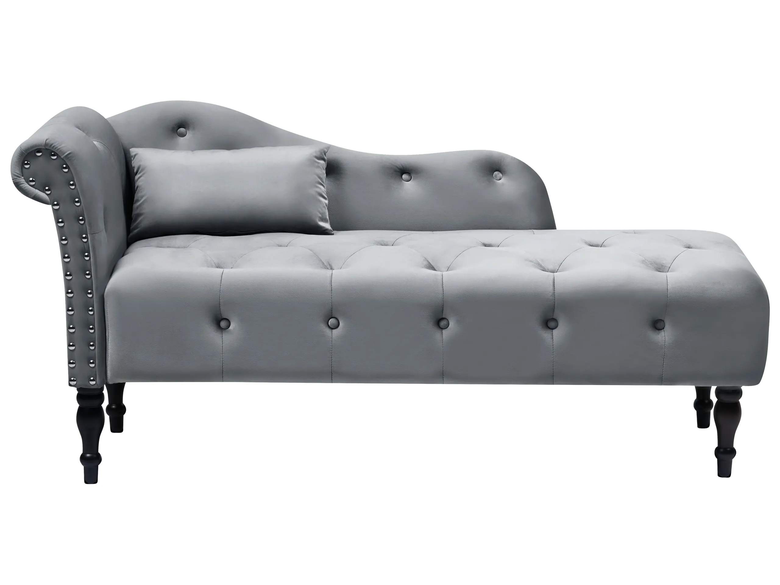 Left-Hand Chaise Longue IVRY Velvet Grey