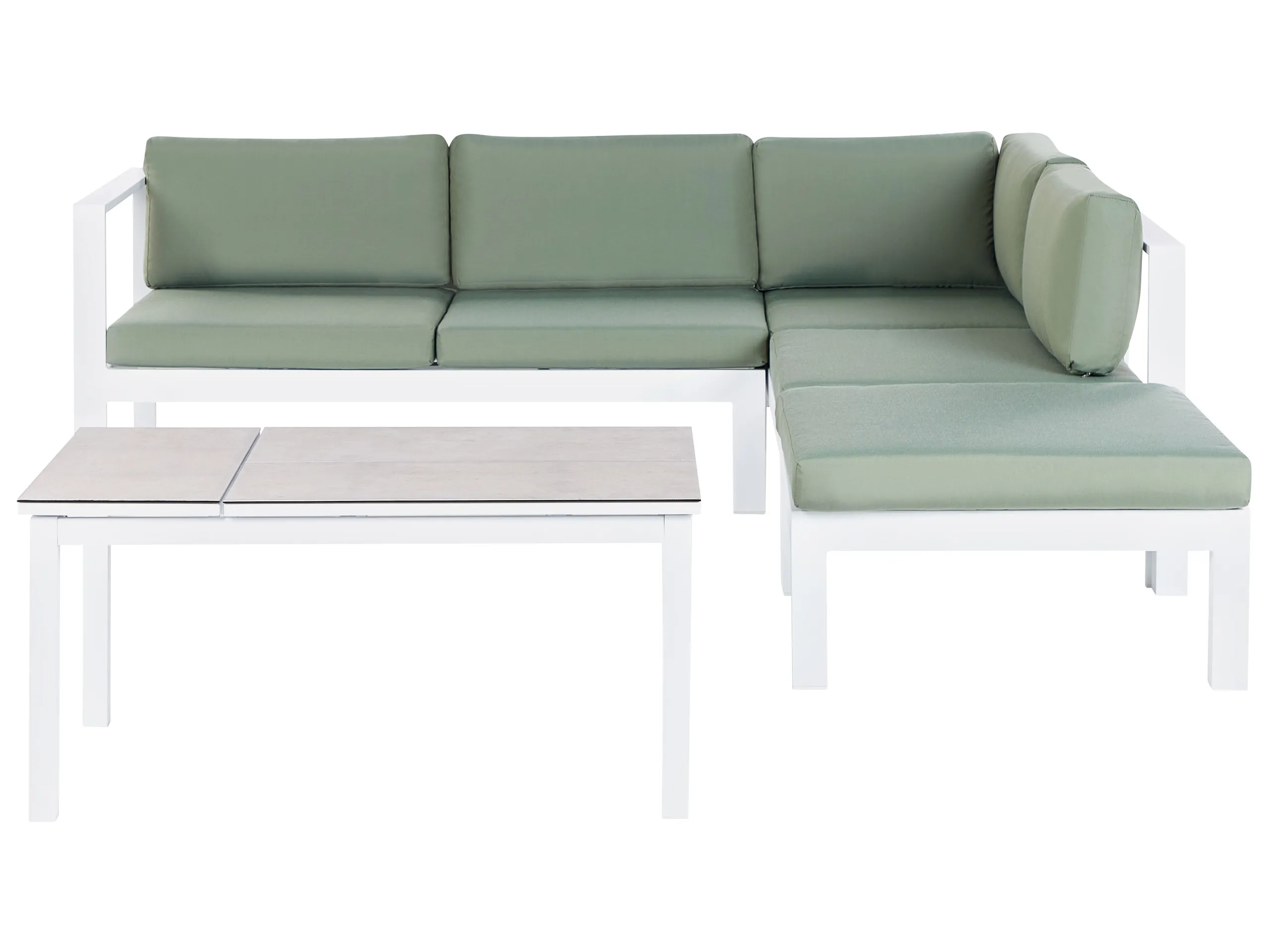 Conjunto esquinero de jardín 5 plazas MESSINA Izquierda Metal Verde