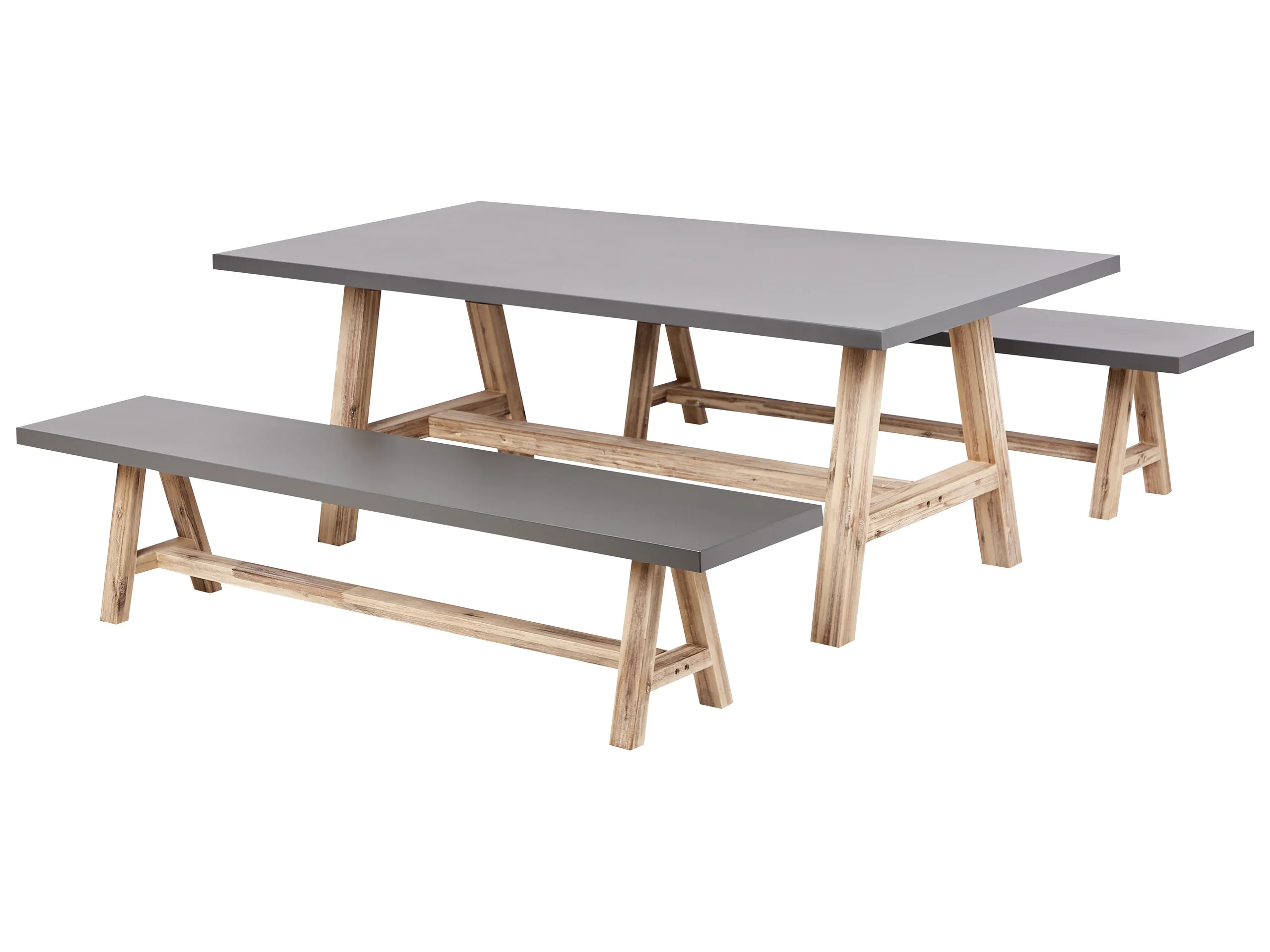 Conjunto de comedor exterior con bancos 6 plazas TONNARE Cemento Gris