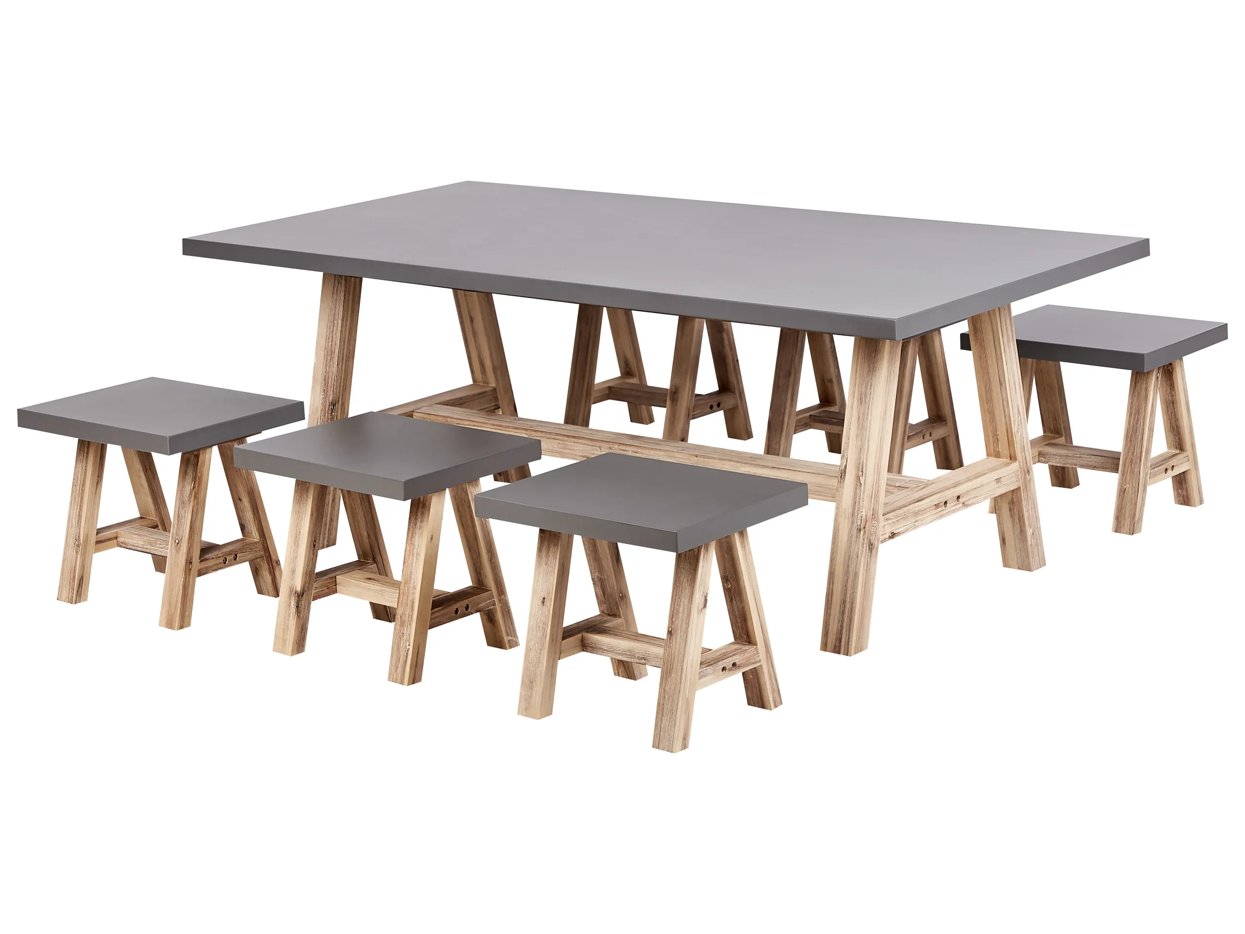 Conjunto de comedor exterior con taburetes 6 plazas TONNARE Cemento Gris