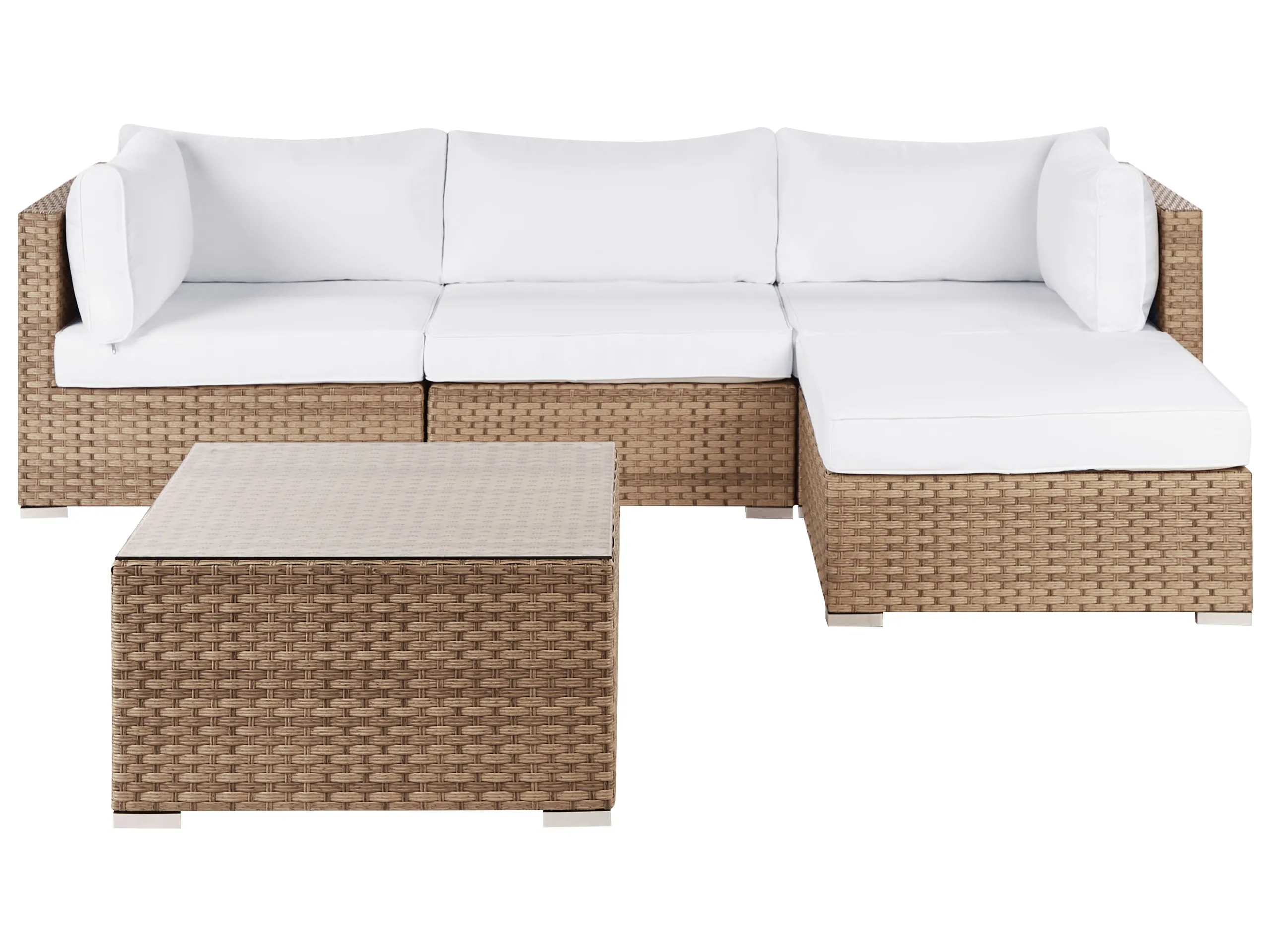 Conjunto esquinero de jardín 4 plazas SANO Izquierda modular Ratán sintético Natural