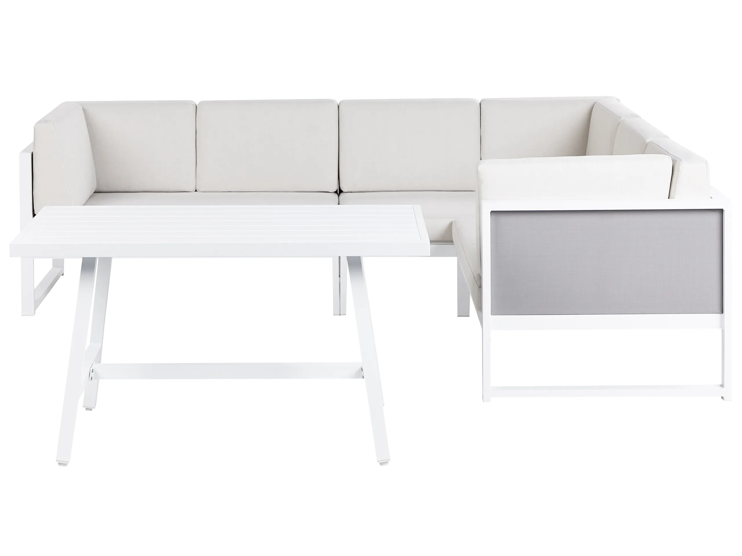 Conjunto esquinero de jardín 6 plazas CASTELLA/FRATTE Izquierda Metal Blanco crema