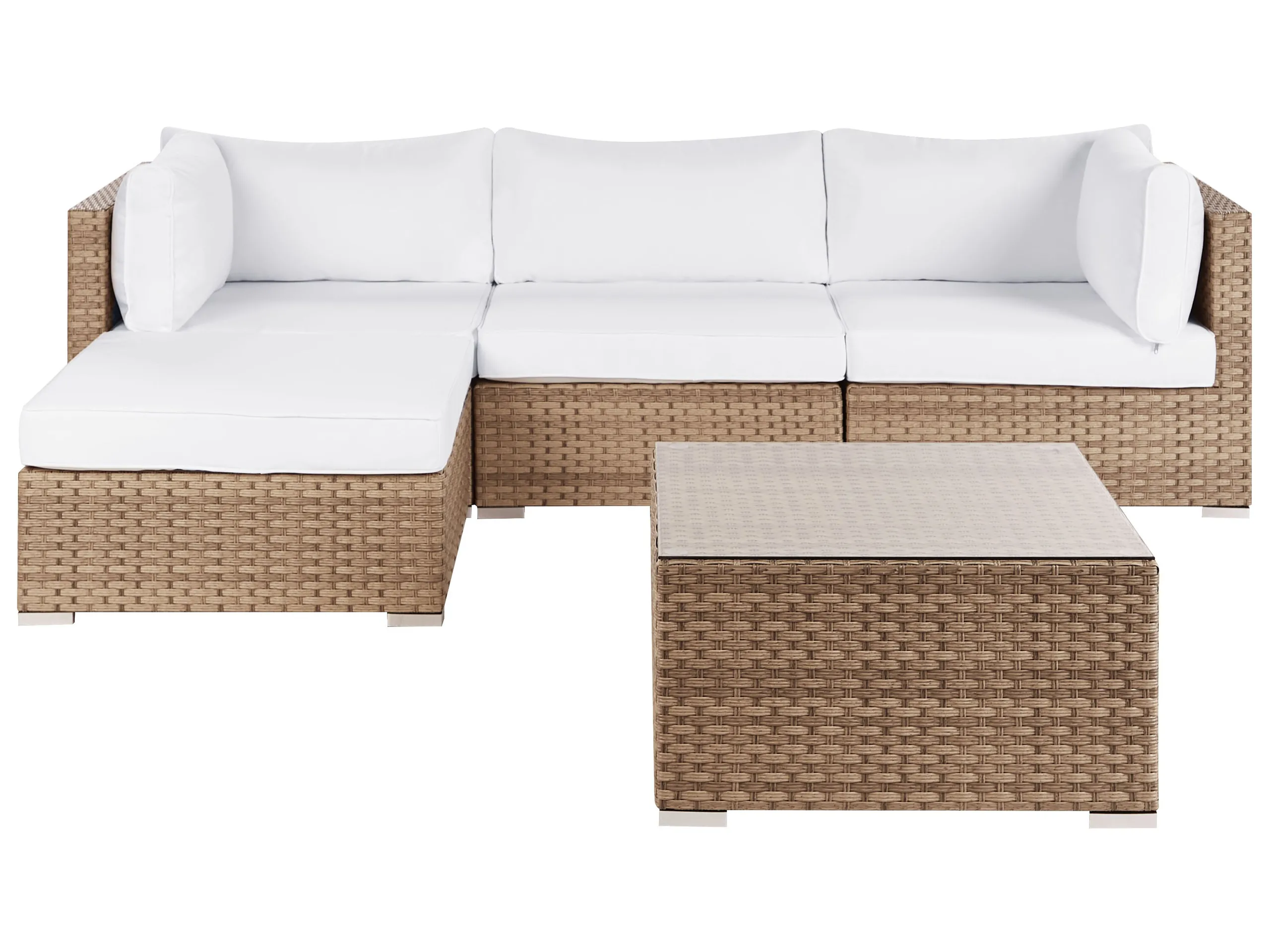Conjunto esquinero de jardín 4 plazas SANO Derecha modular Ratán sintético Natural