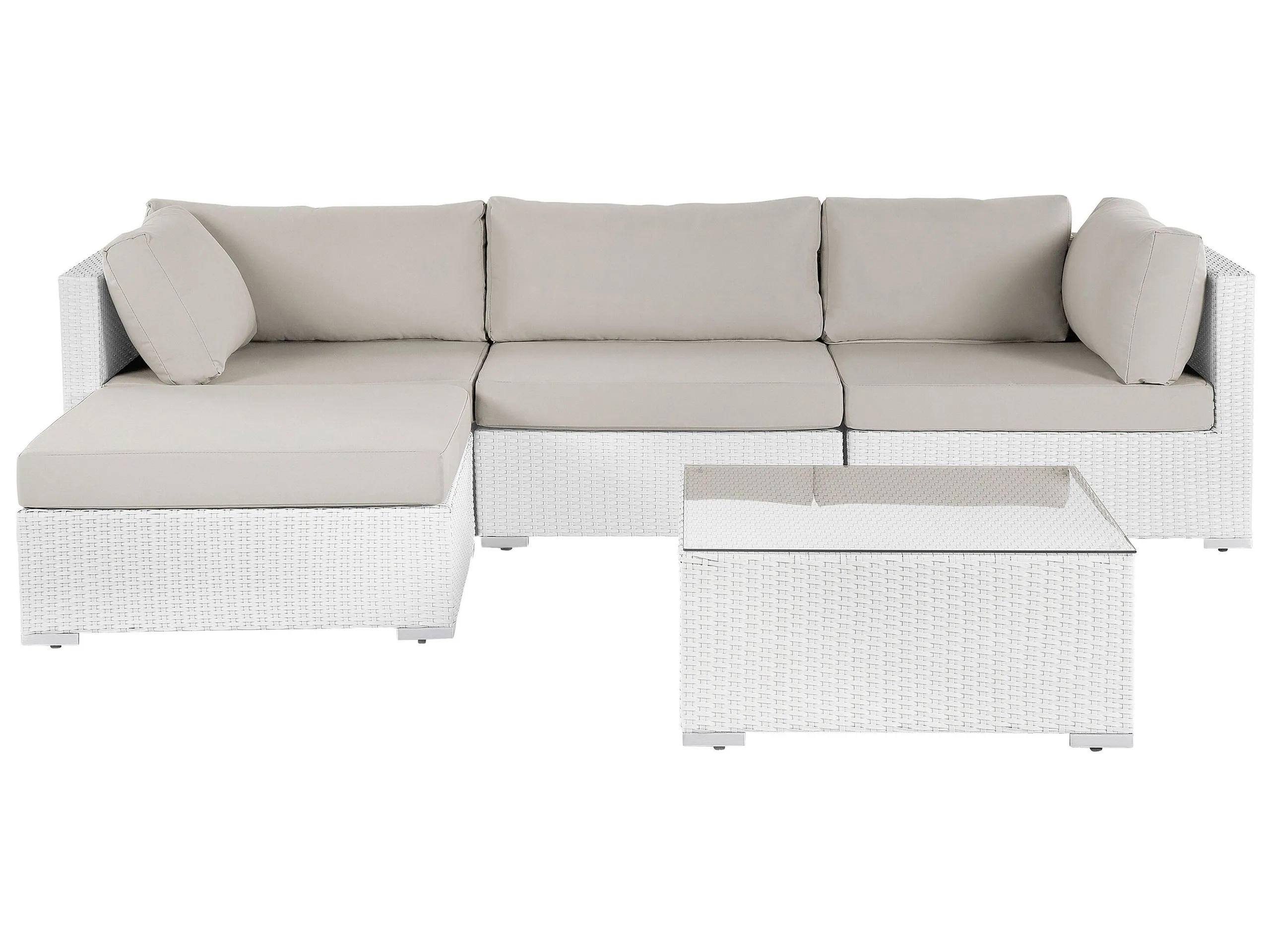 Conjunto esquinero de jardín 4 plazas SANO Derecha modular Ratán sintético Blanco