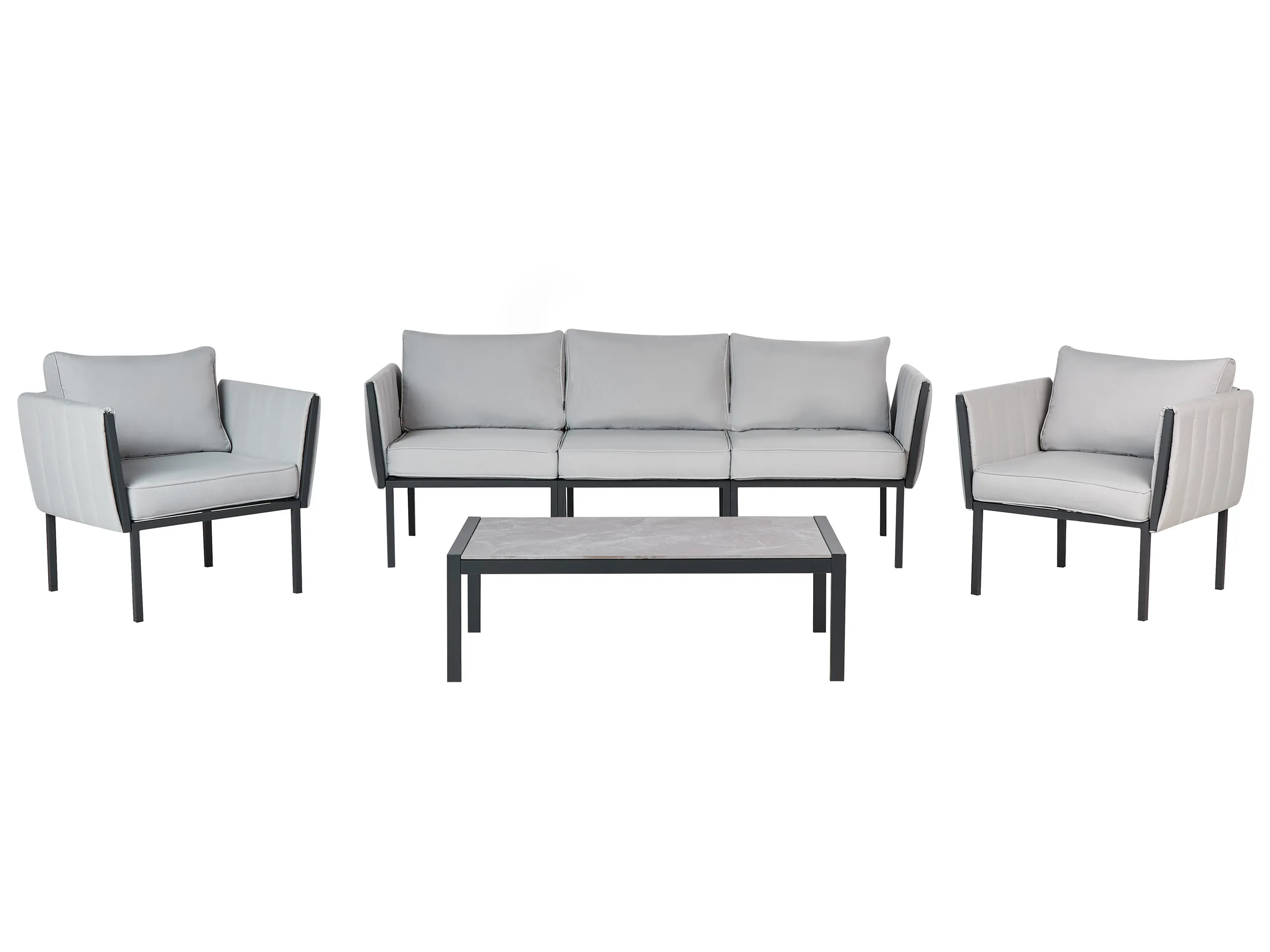 Conjunto de jardín con mesa 5 plazas SKALA Metal Gris claro