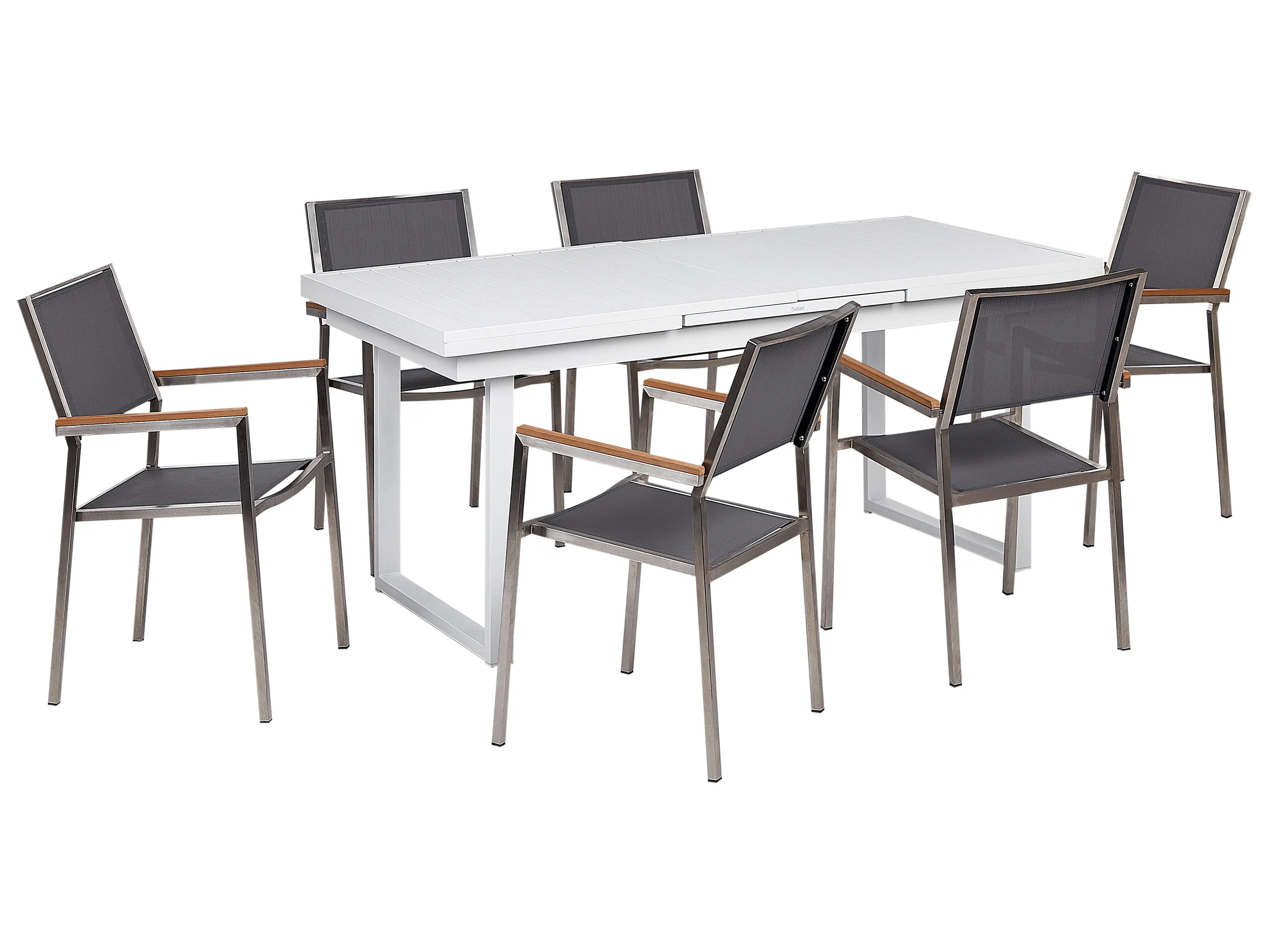 Conjunto de comedor exterior 6 plazas VALCANETTO/GROSSETO Metal Gris/Blanco