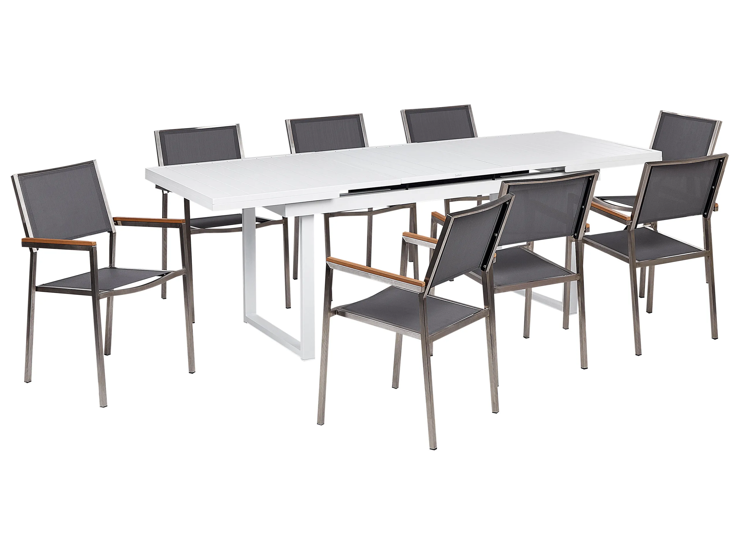 Conjunto de comedor exterior 8 plazas VALCANETTO/GROSSETO Metal Gris/Blanco
