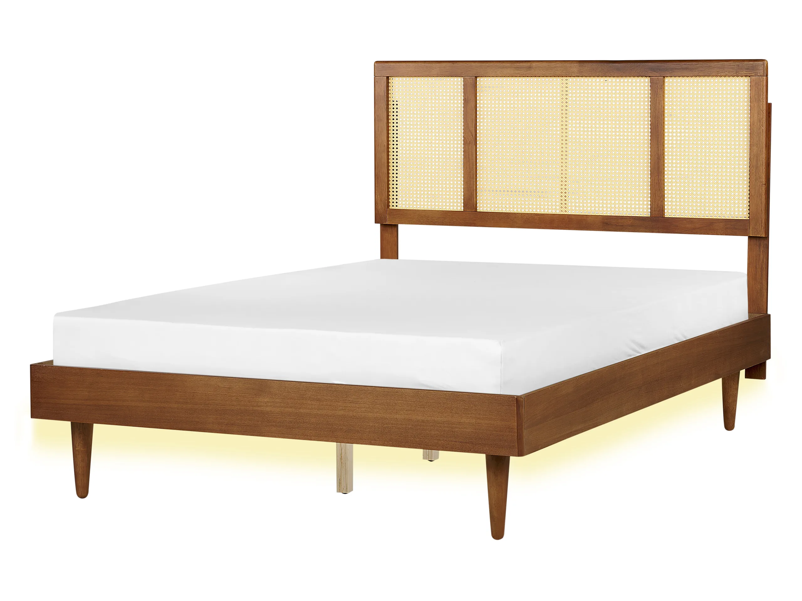 Bed with LED Rattan AURAY 140 x 200 cm (EU Double) Brown