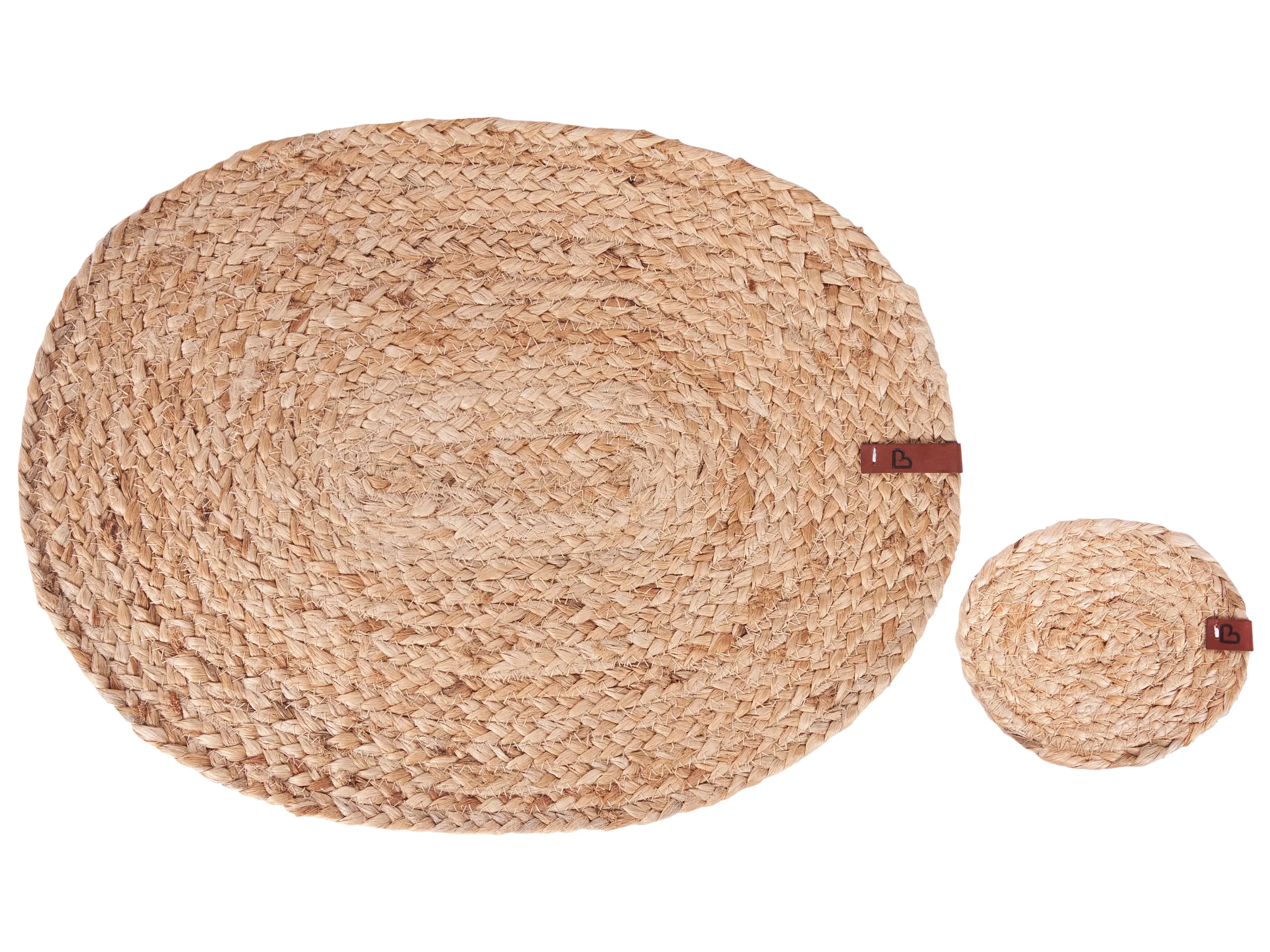 Conjunto de manteles individuales y posavasos BUSHYLARK Yute Natural