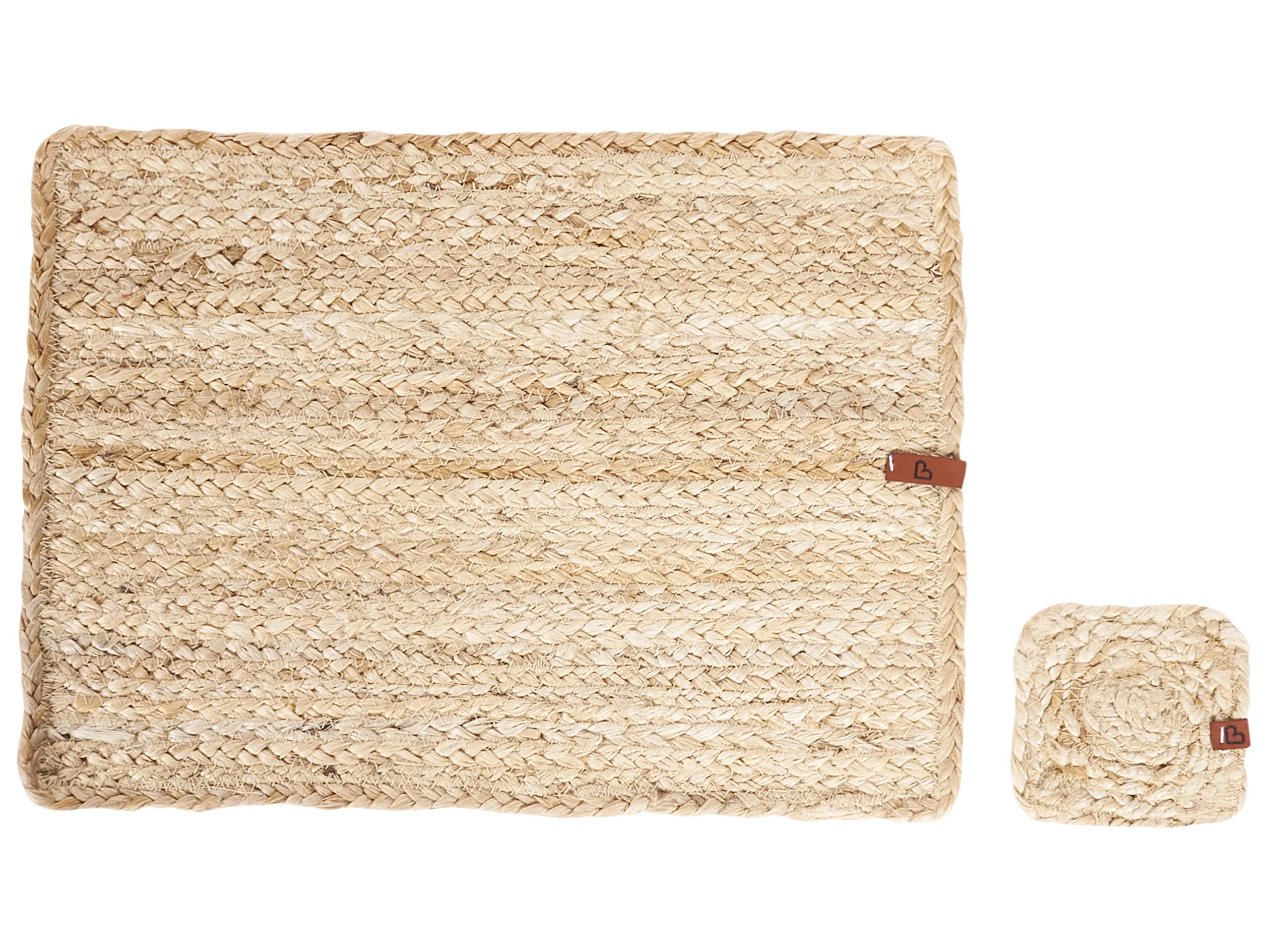 Conjunto de manteles individuales y posavasos QUANDONG Yute Natural