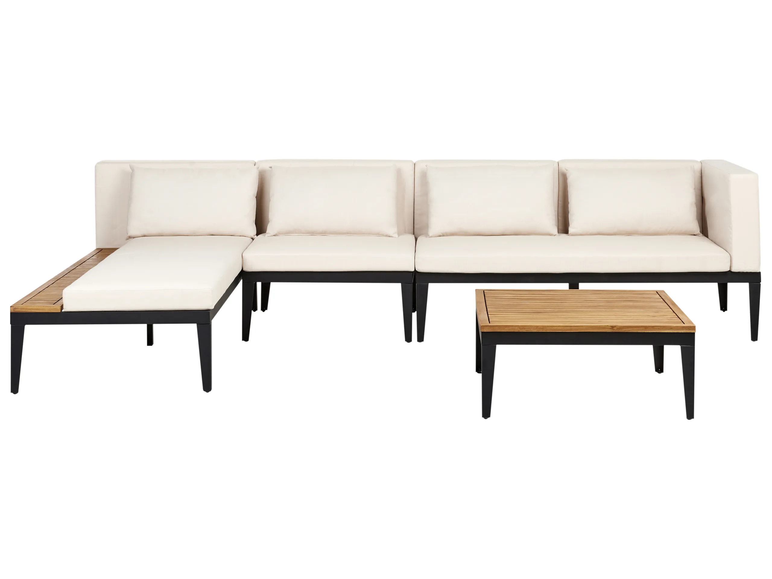 Conjunto esquinero de jardín 4 plazas BRACCIANO Derecha Madera de acacia certificada Beige claro