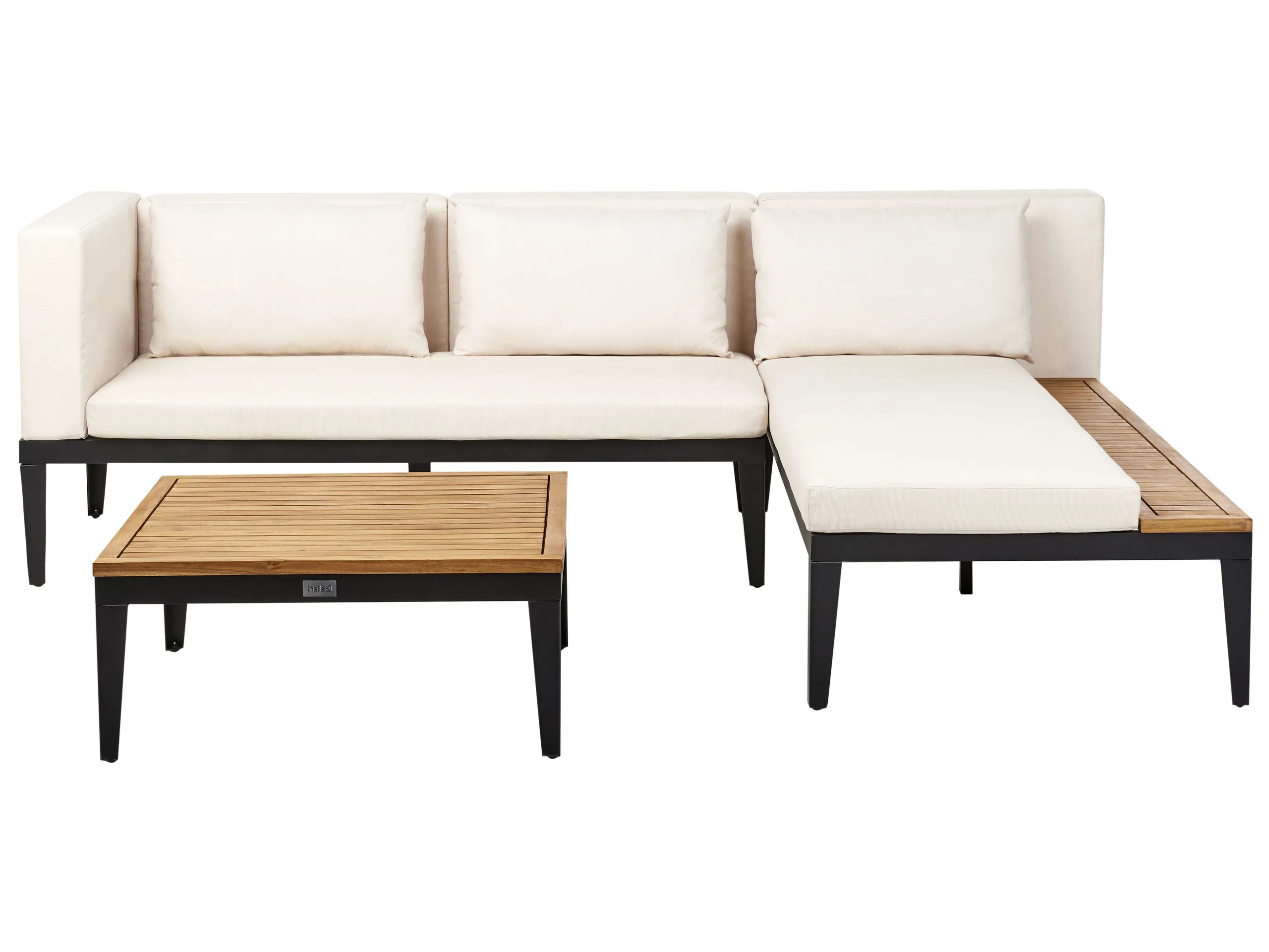 Conjunto esquinero de jardín 3 plazas BRACCIANO Izquierda Madera de acacia certificada Beige claro