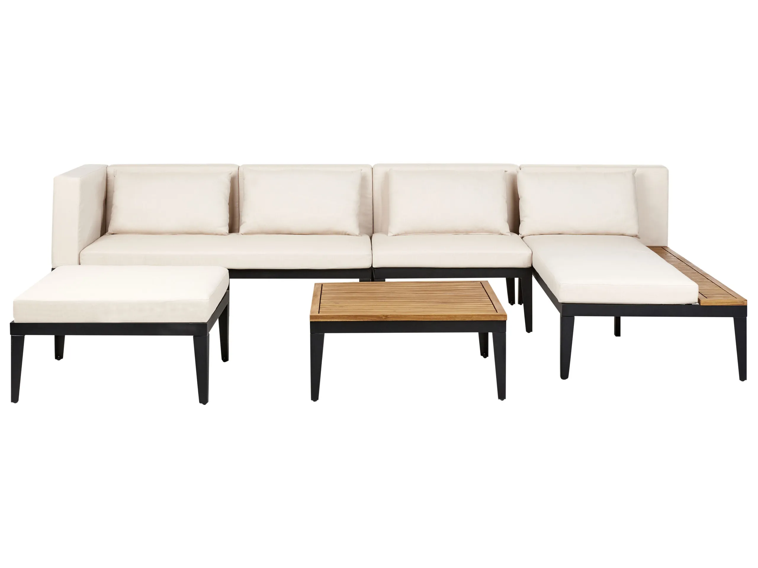 Conjunto de jardín con mesa y otomana 4 plazas BRACCIANO Izquierda Madera de acacia certificada Beige claro