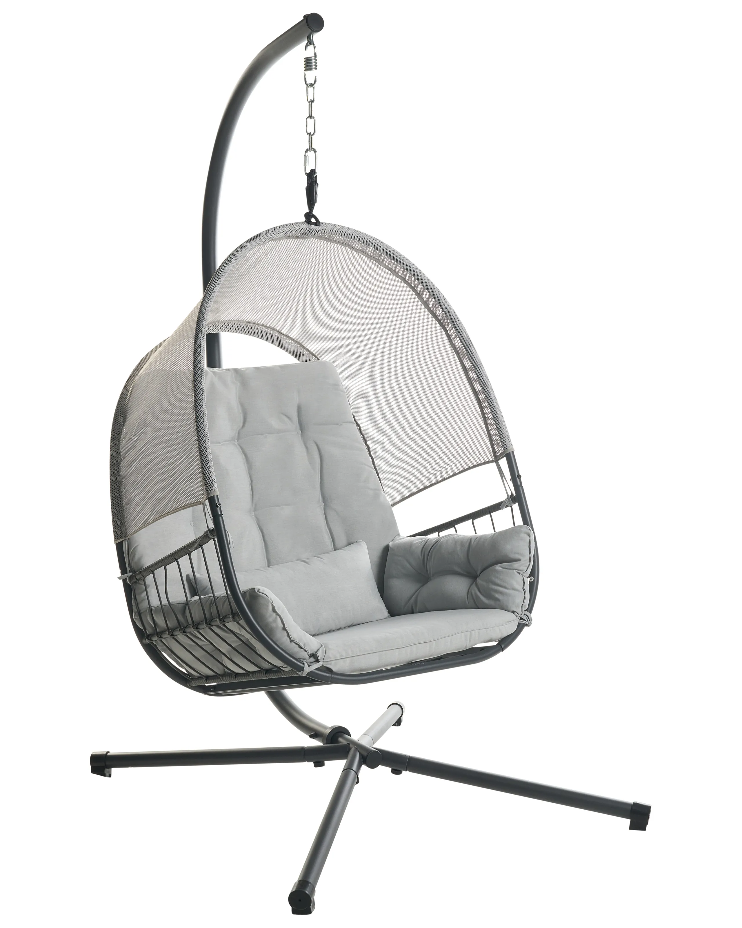 Hanging Chair with Stand ALVIANO Fabric Light Grey