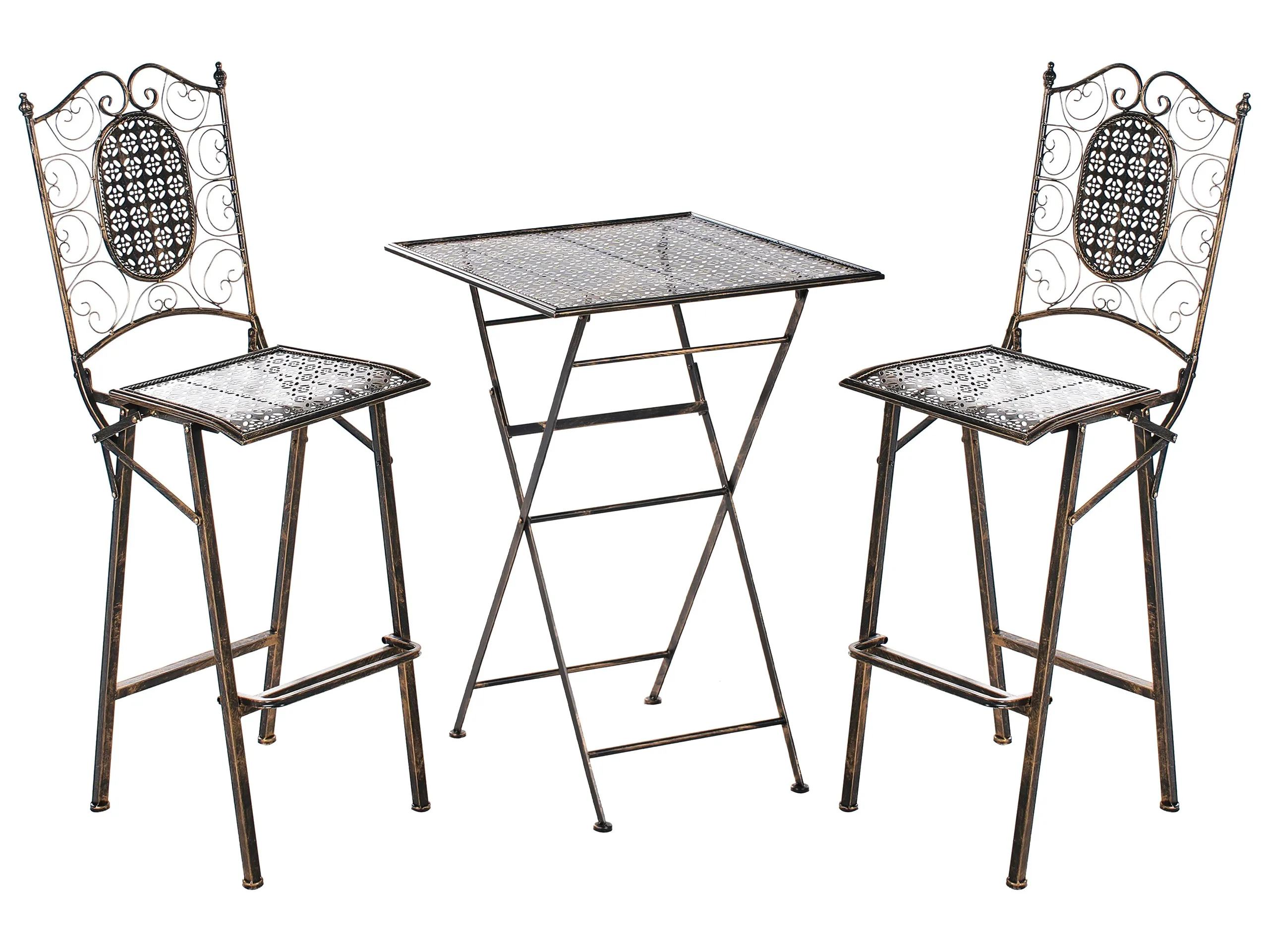 Garden Bar Set Folding BORMIO Metal Black