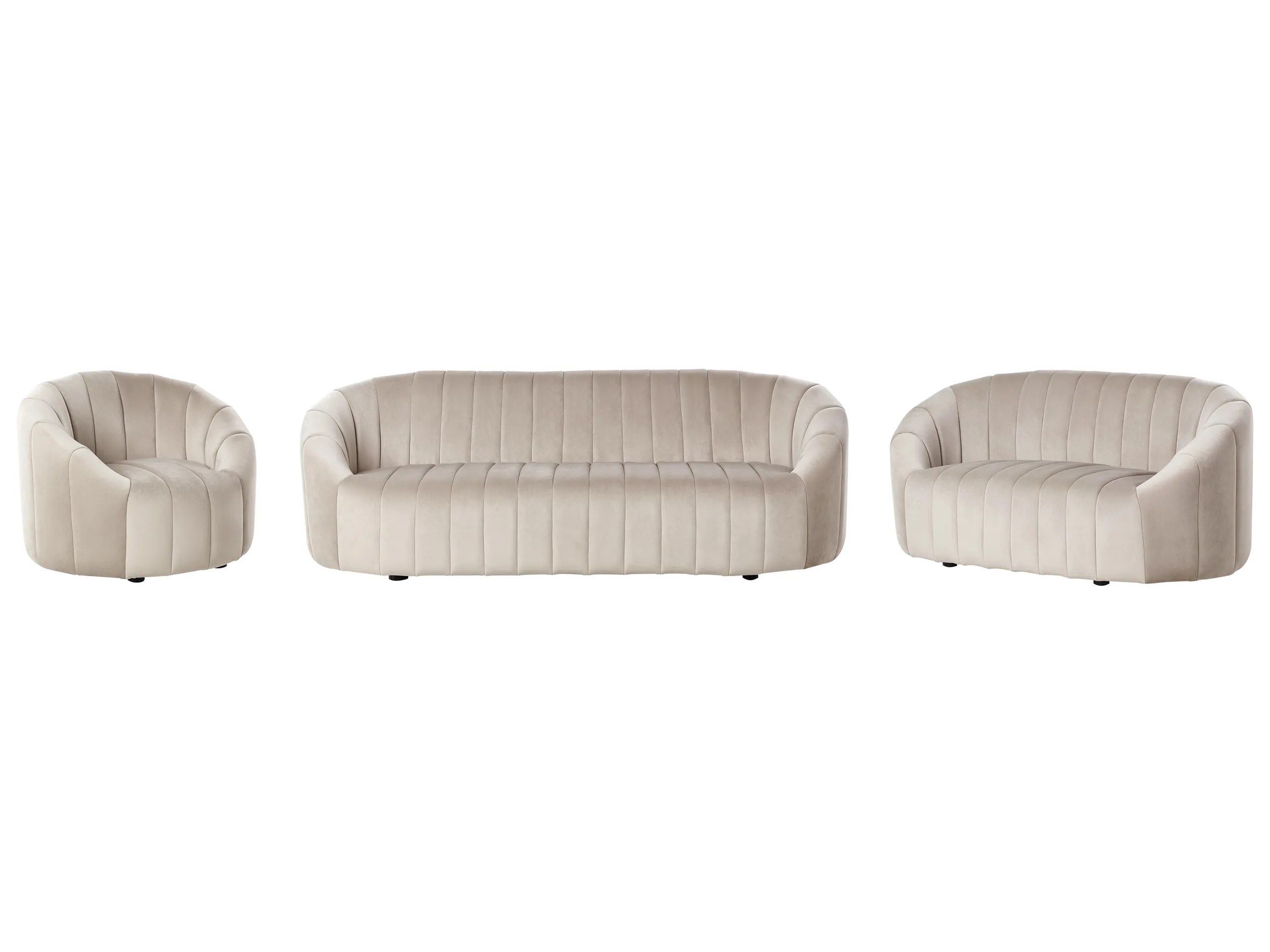 Conjunto de sala de estar 6 plazas MALUNG Terciopelo Beige
