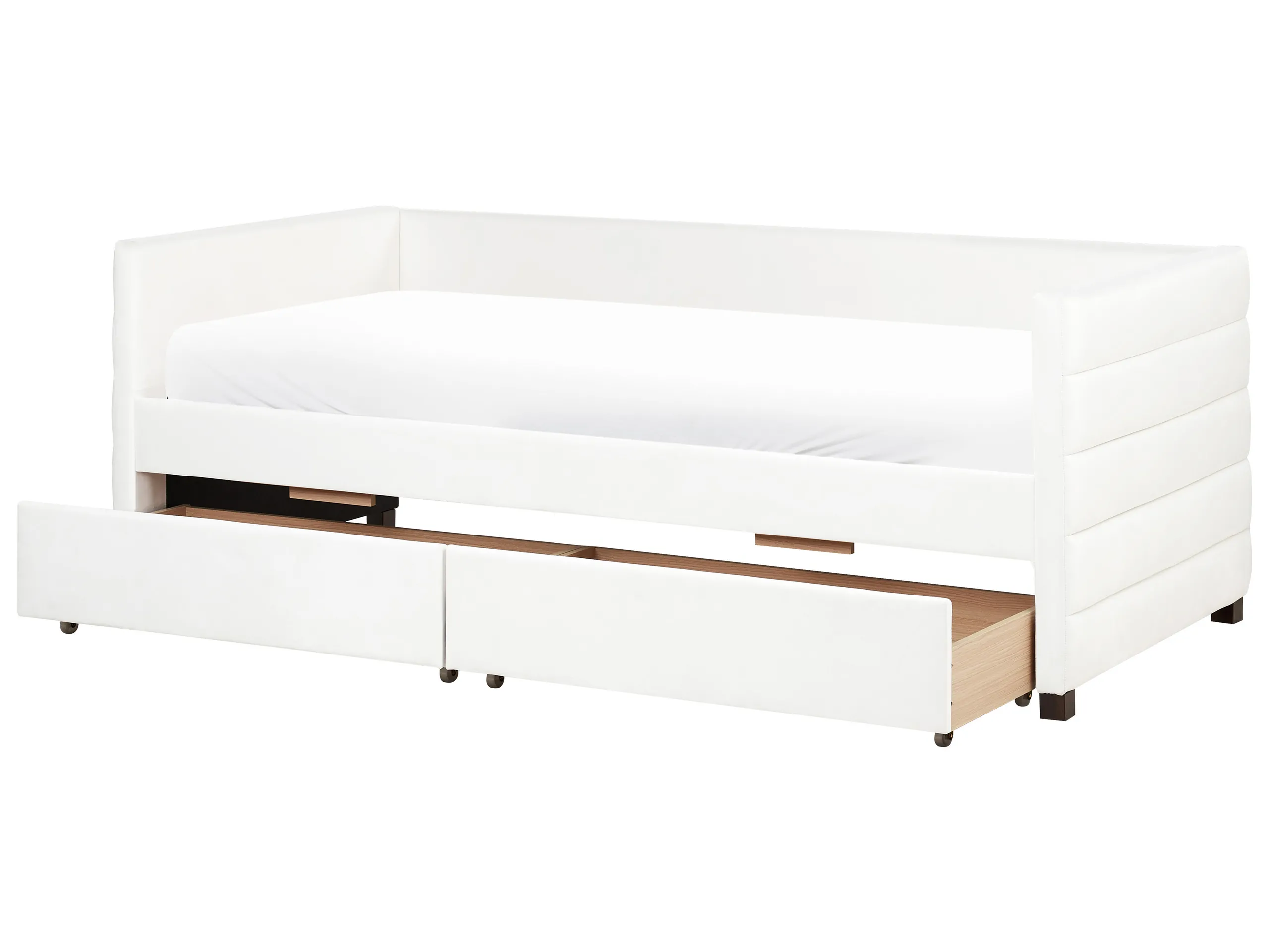 Daybed with Storage Velvet MARRAY II 90 x 200 cm (EU Single) Off-White
