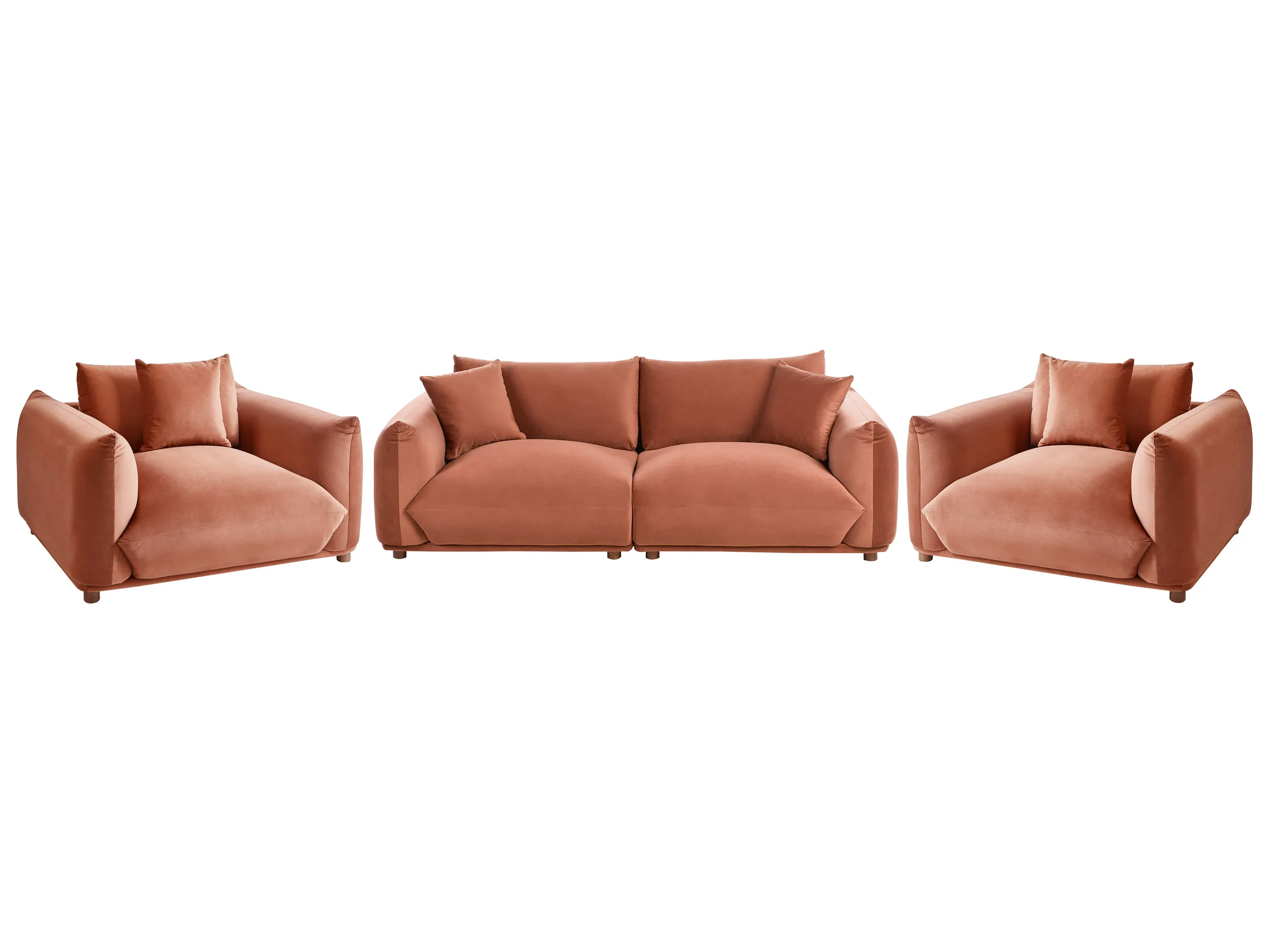 Conjunto de sala de estar 5 plazas LUVOS Terciopelo Marrón dorado