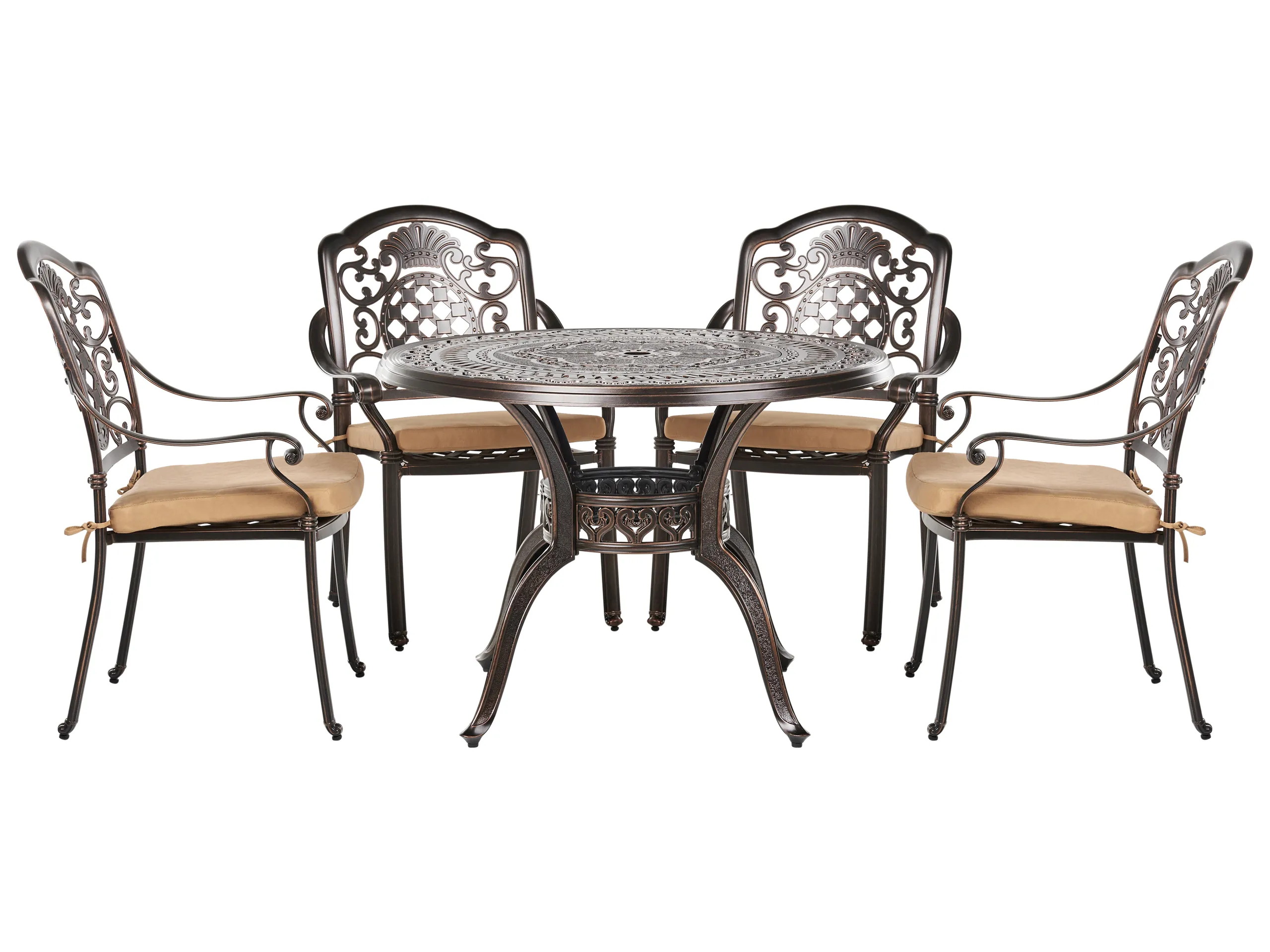 Conjunto de comedor exterior 4 plazas SALENTO con cojines Metal Marrón oscuro
