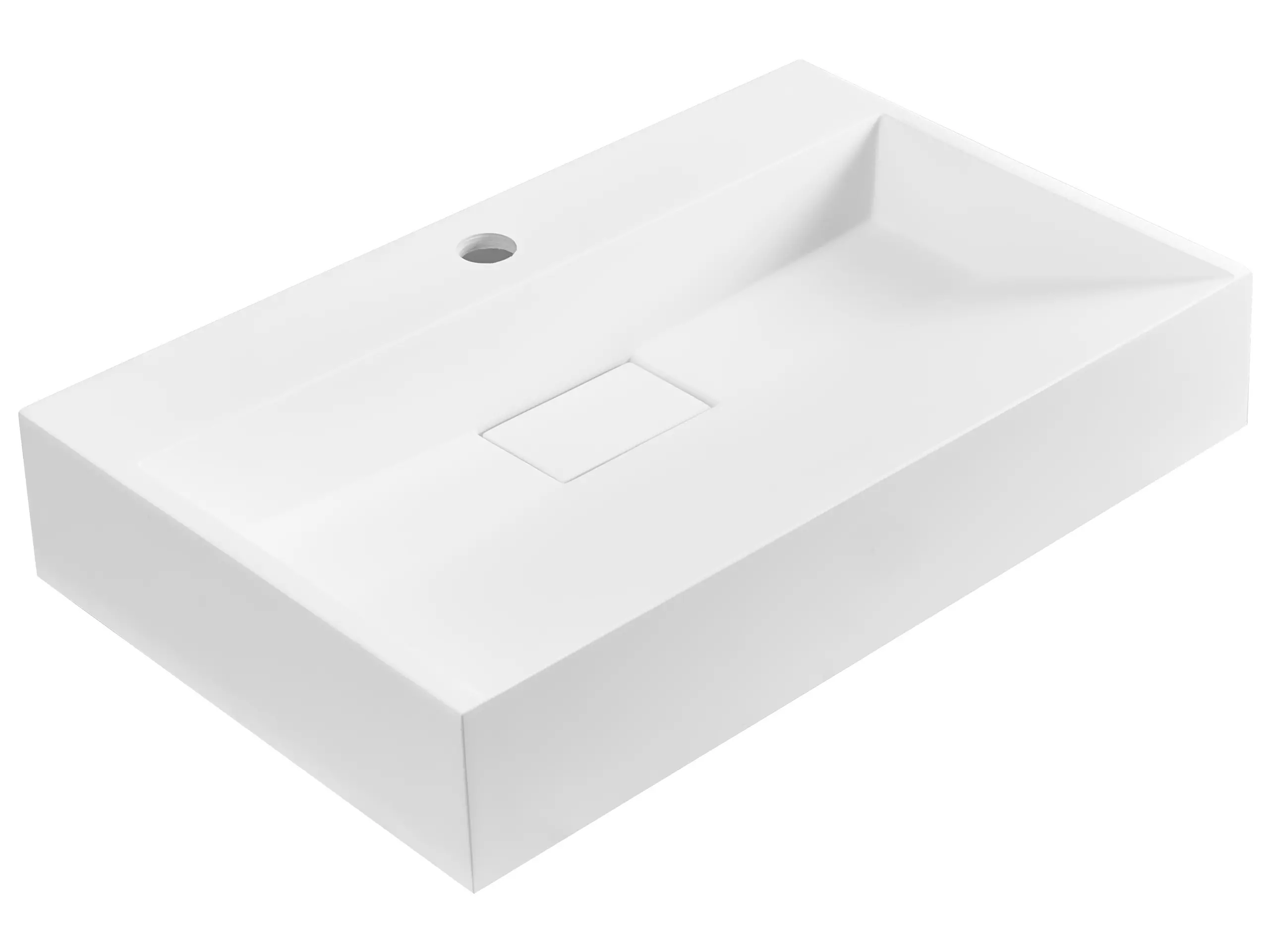 Lavabo suspendido QUENKO 60 x 38 cm Compuesto mineral Blanco