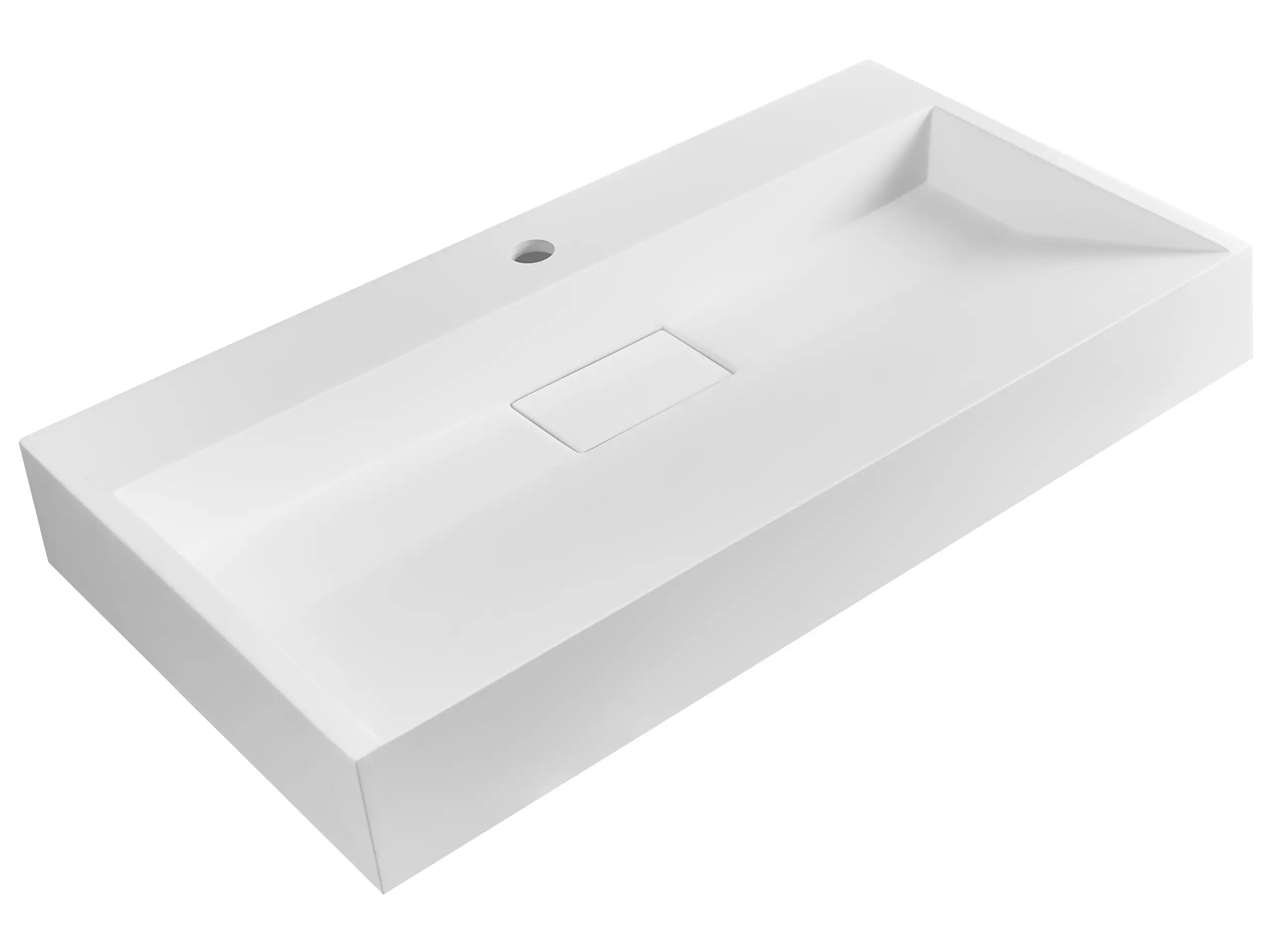 Lavabo suspendido QUENKO 80 x 46 cm Compuesto mineral Blanco