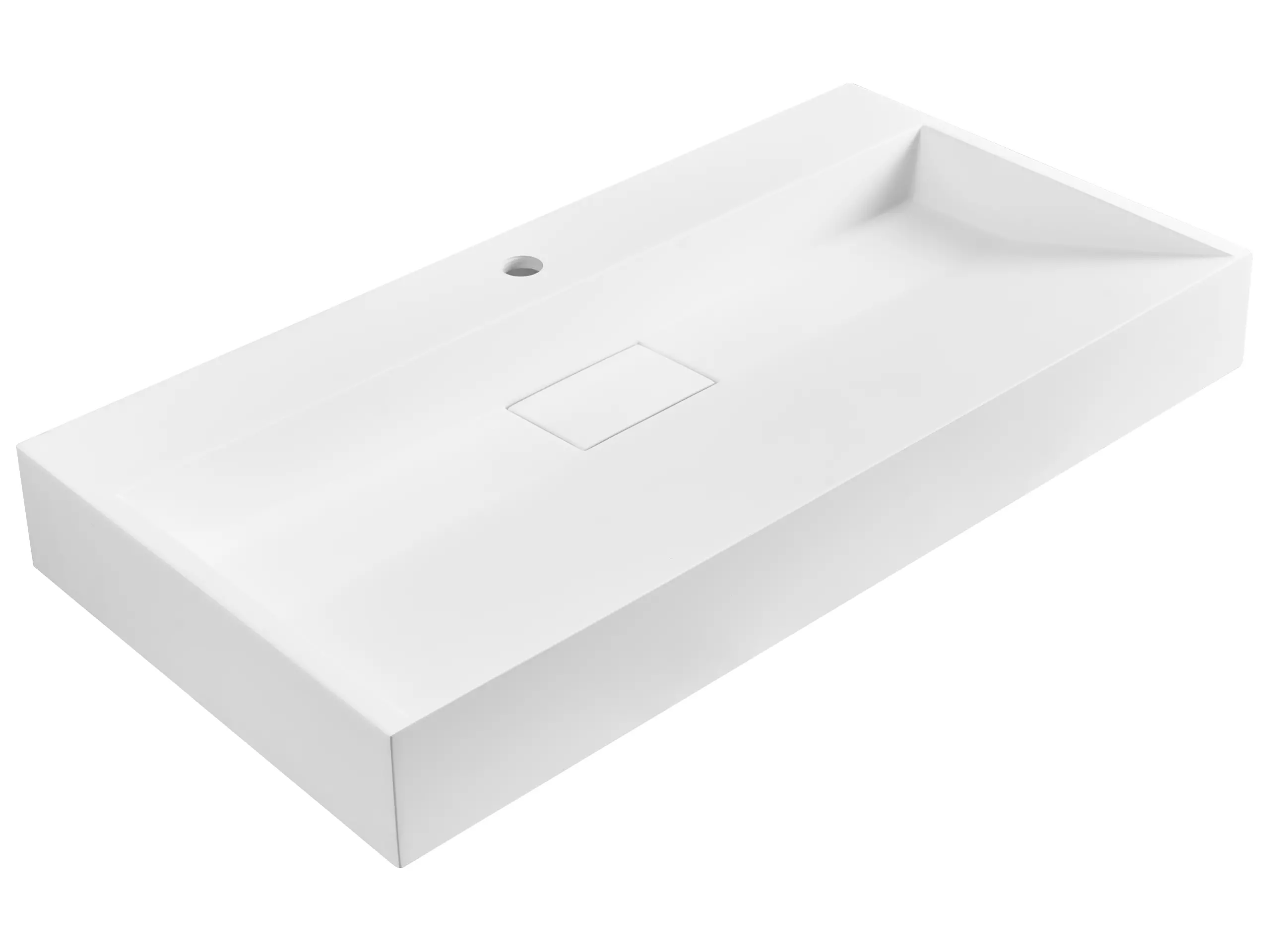 Lavabo suspendido QUENKO 90 x 46 cm Compuesto mineral Blanco