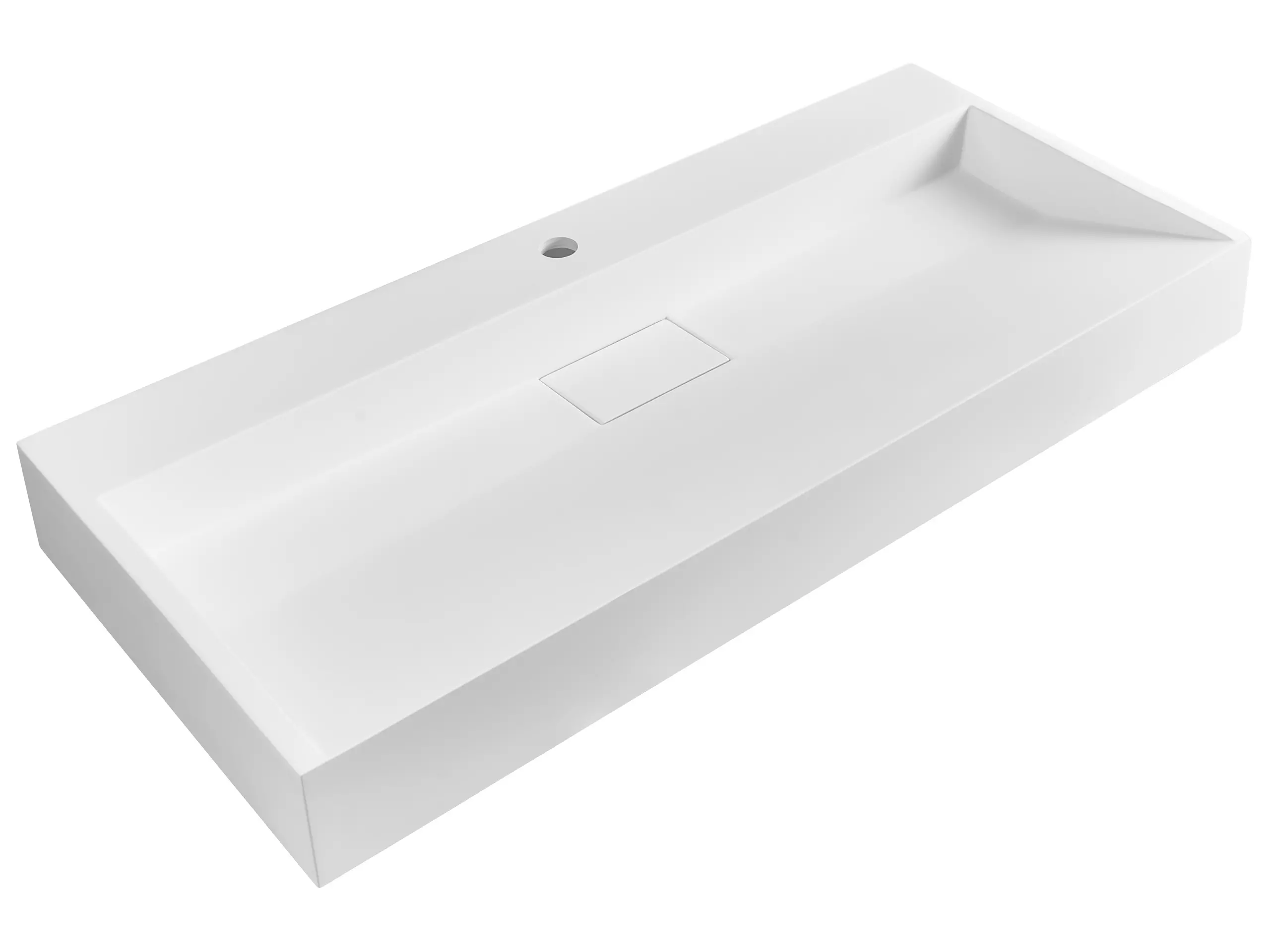 Lavabo suspendido QUENKO 100 x 46 cm Compuesto mineral Blanco