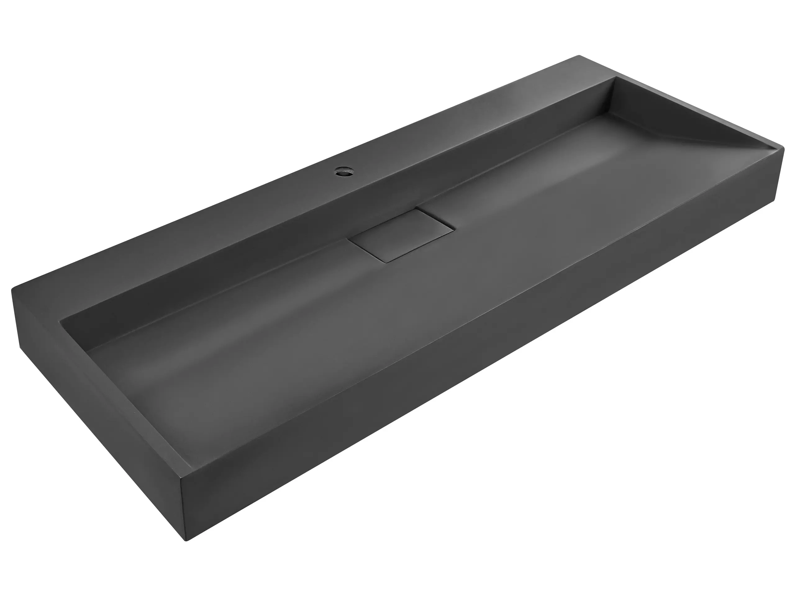 Lavabo suspendido QUENKO 120 x 46 cm Compuesto mineral Negro