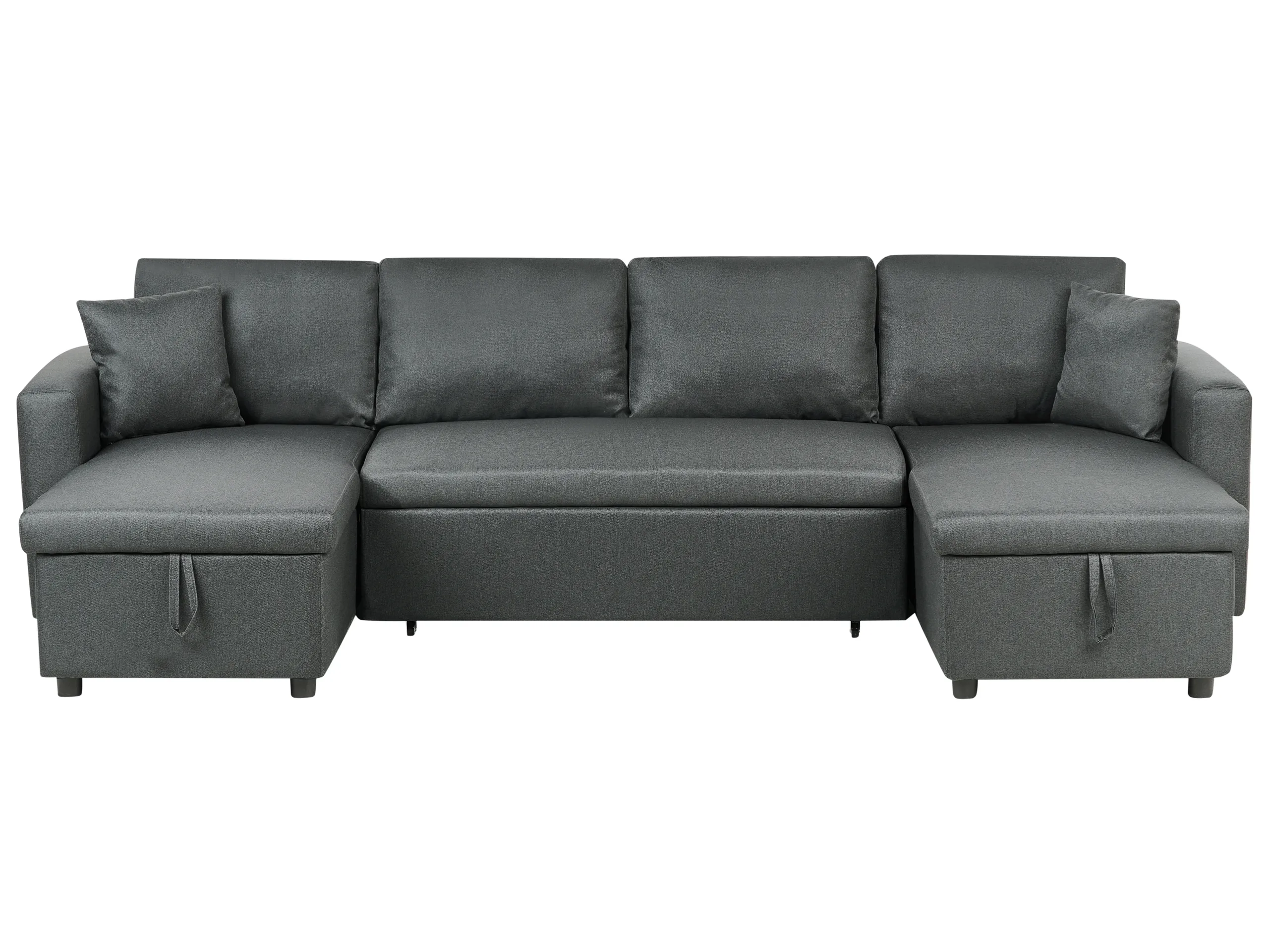 U-Shape Sofa Bed 5 Seater SOMMEN Fabric Dark Grey with Storage