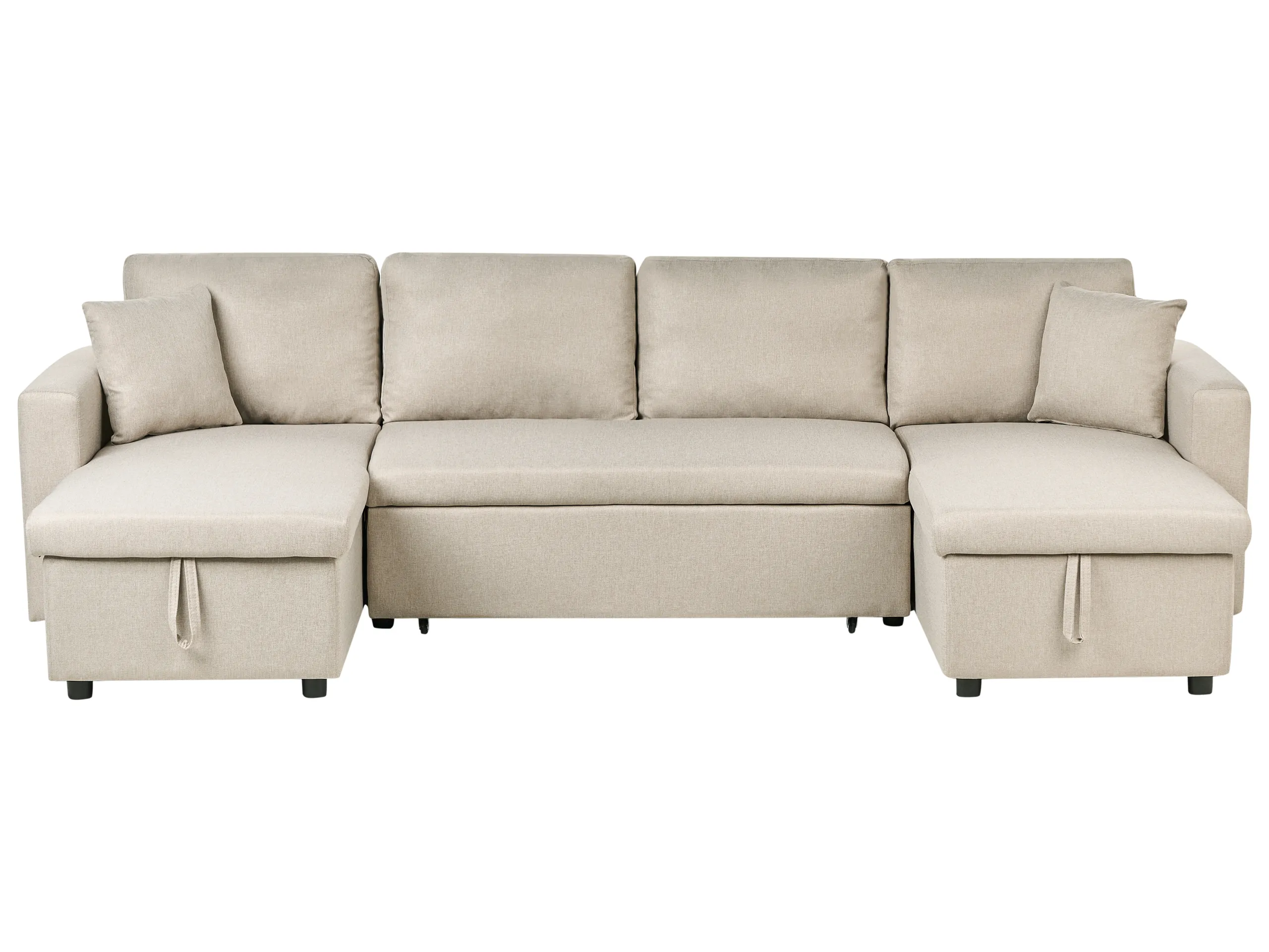 U-Shape Sofa Bed 5 Seater SOMMEN Fabric Light Beige with Storage
