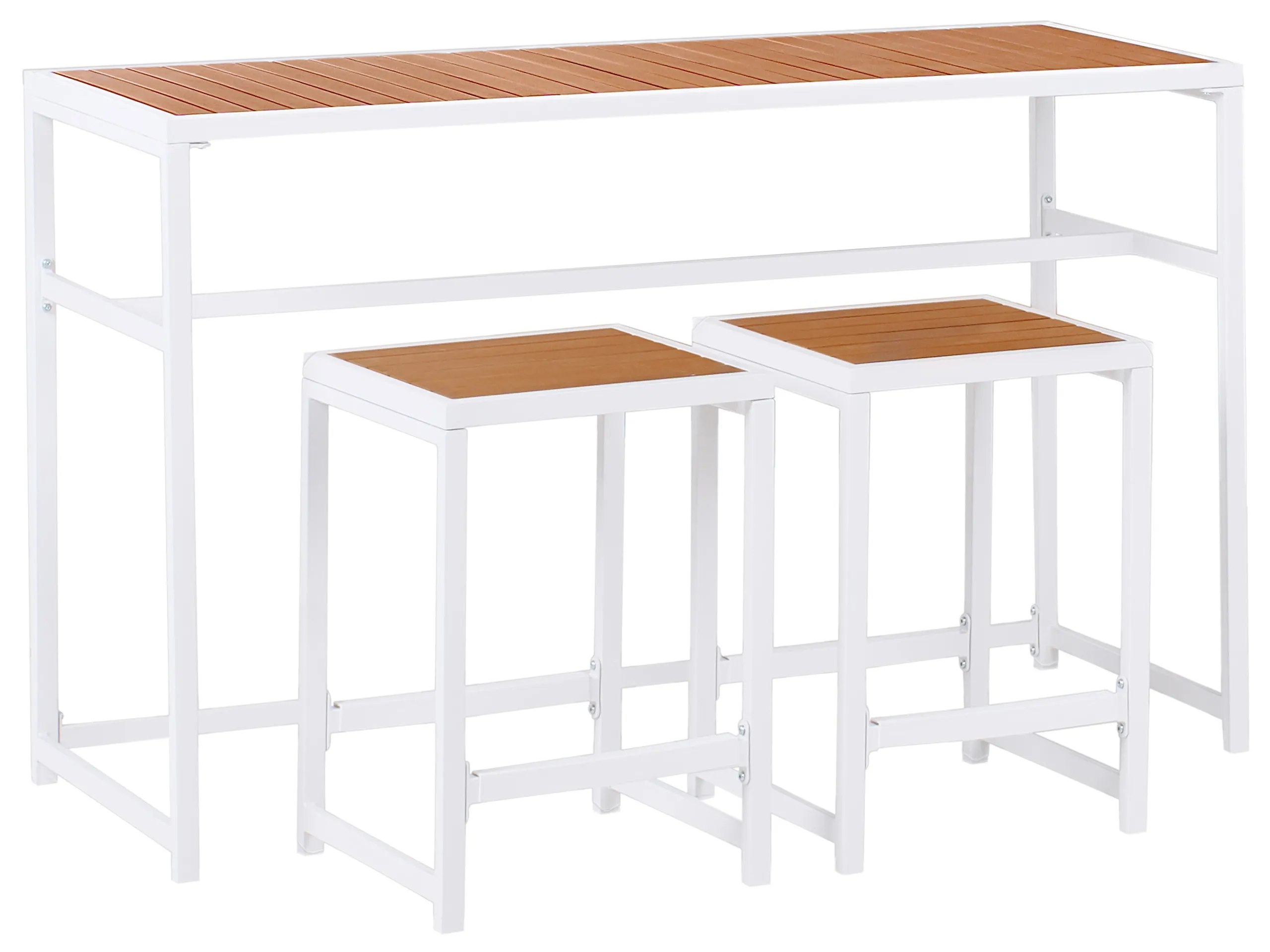 Conjunto de bar de jardín 2 plazas AVETRANA Metal Marrón/Blanco