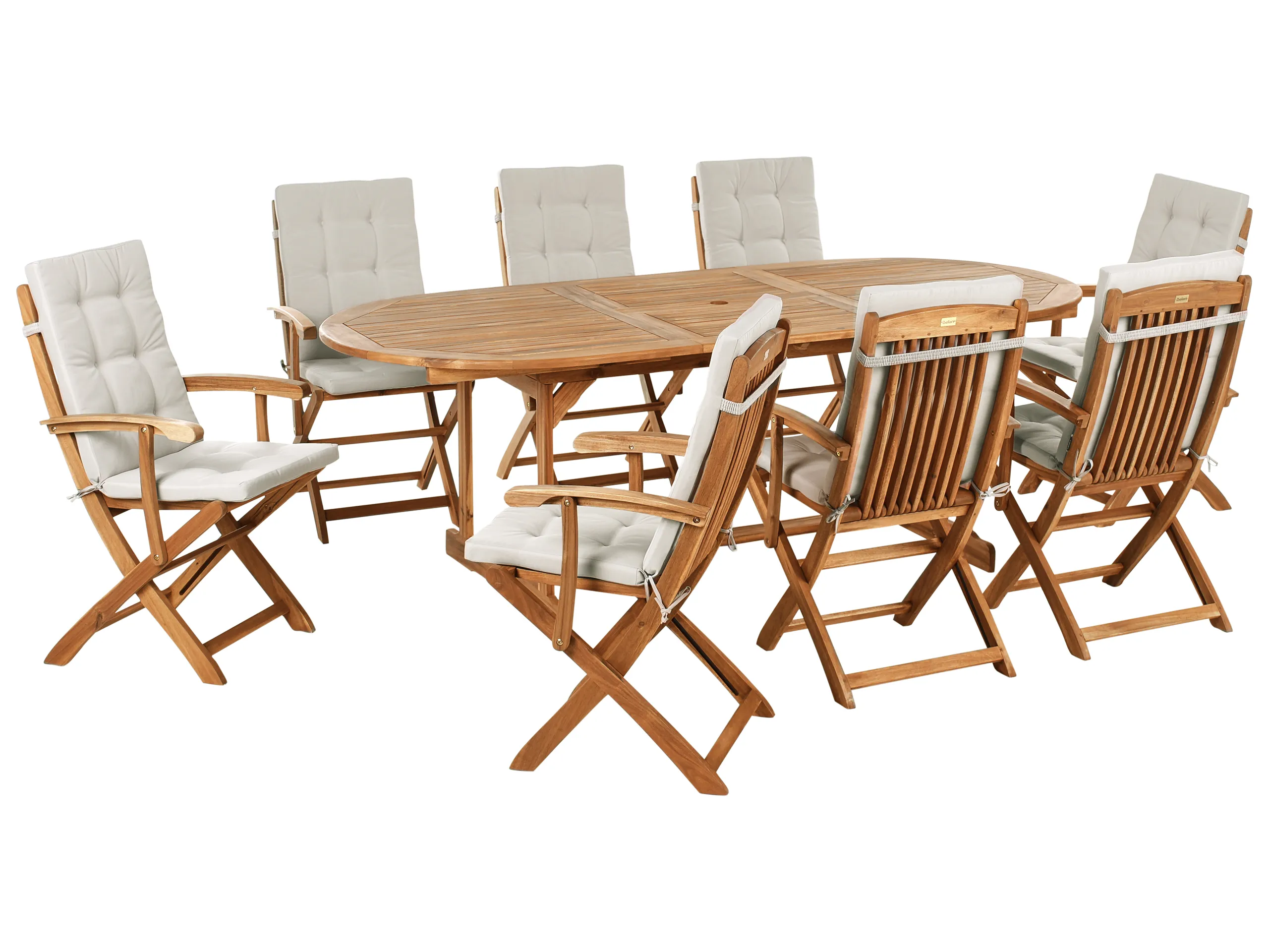 Conjunto de comedor exterior 8 plazas MAUI PREMIUM Madera de acacia Gris pardo