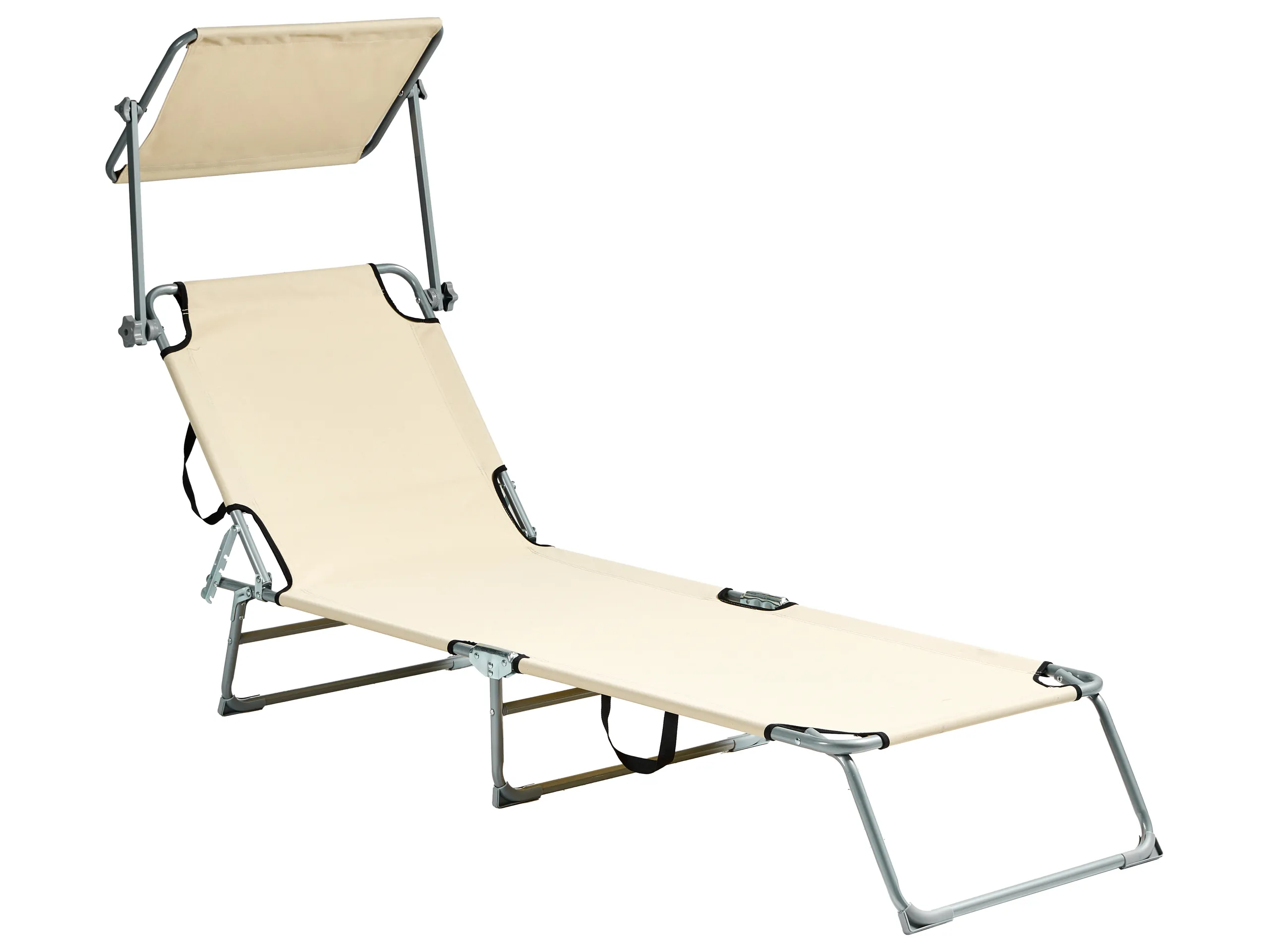 Sun Lounger FOLIGNO Reclining Metal Beige