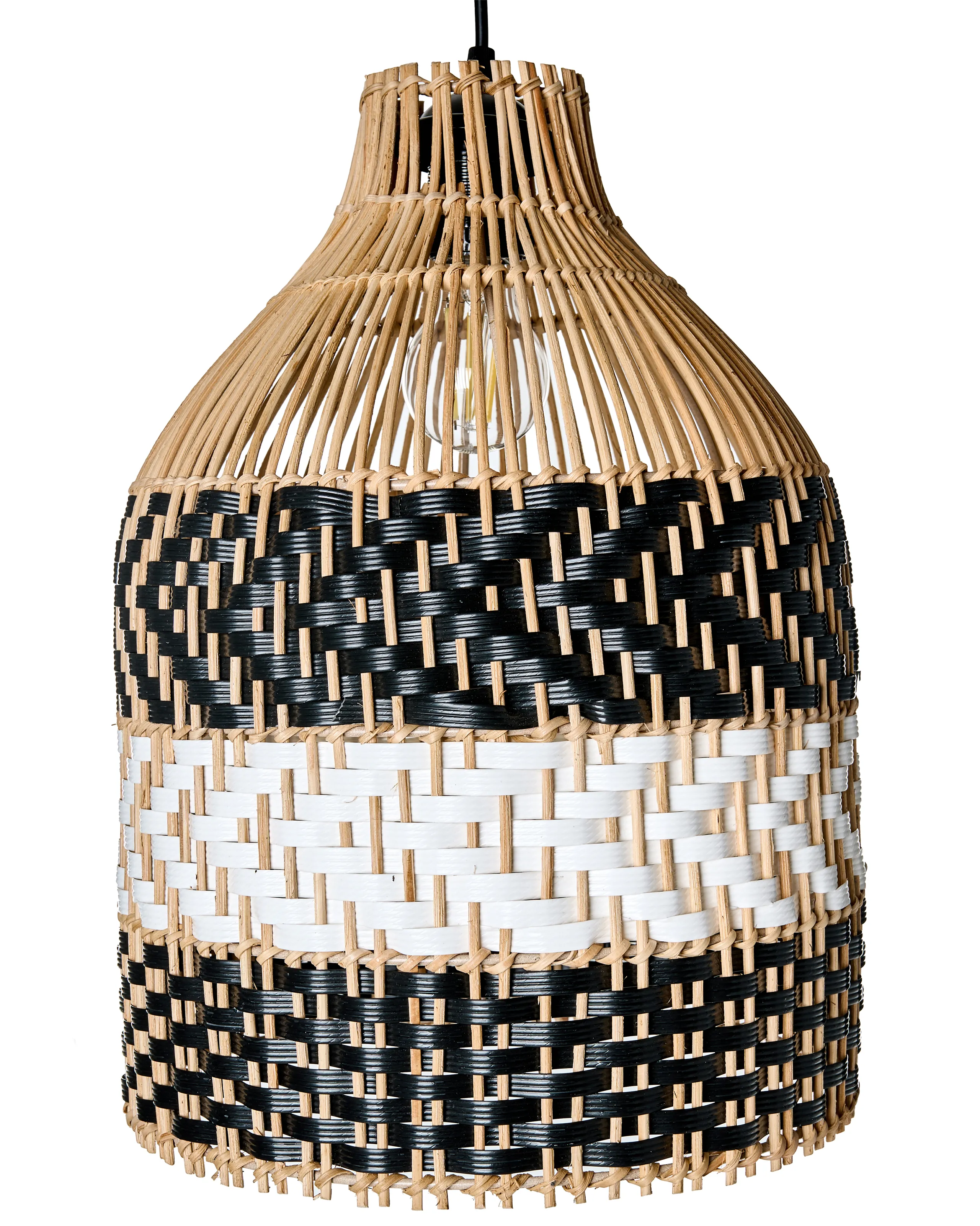 Lámpara colgante TURABO Ratán Negro/Blanco