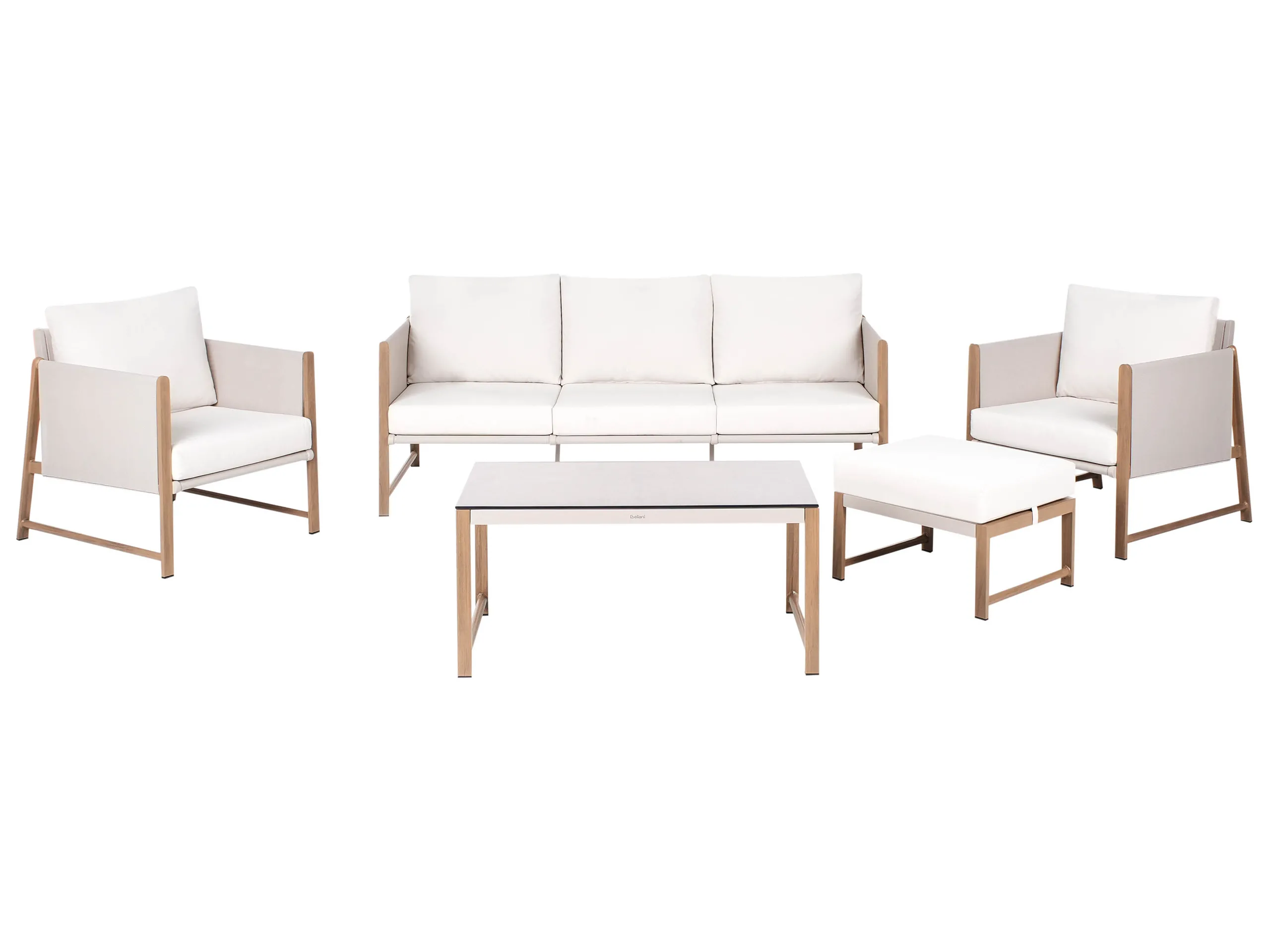 Conjunto de jardín con mesa y otomana 5 plazas NOLA Metal Beige claro