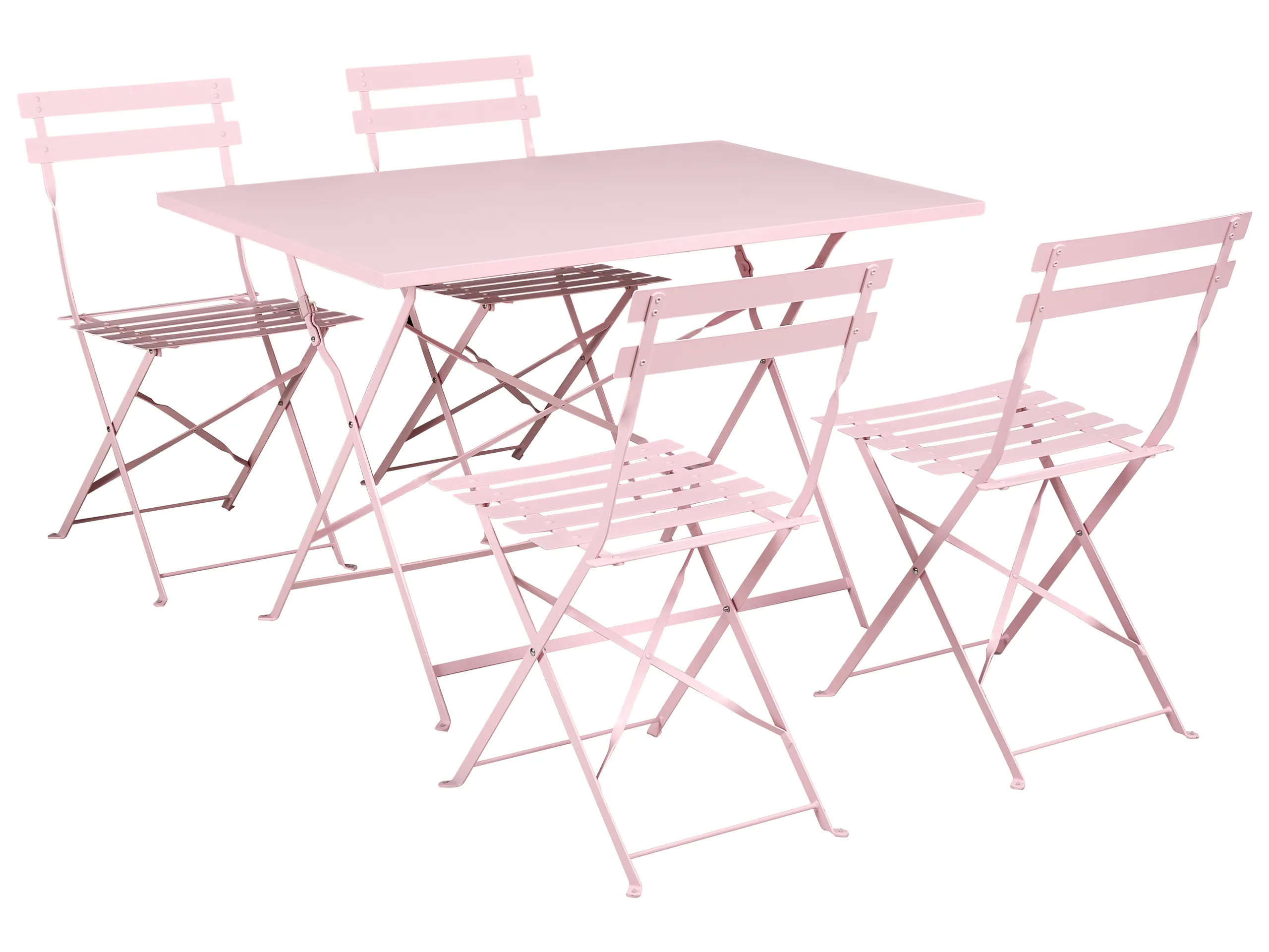 Conjunto de comedor exterior 4 plazas FIORI plegable Metal Rosa pastel