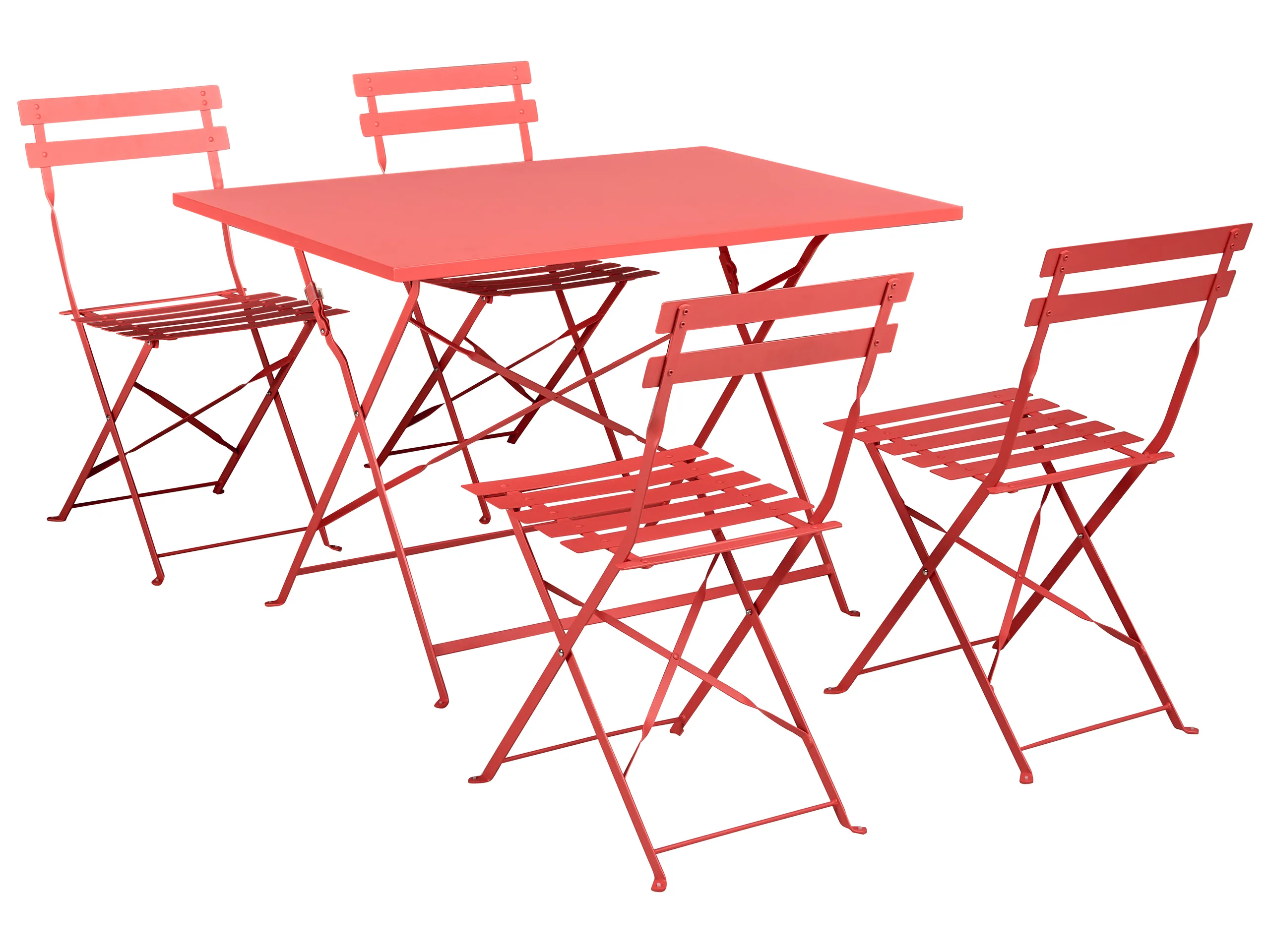 Conjunto de comedor exterior 4 plazas FIORI Metal Rojo